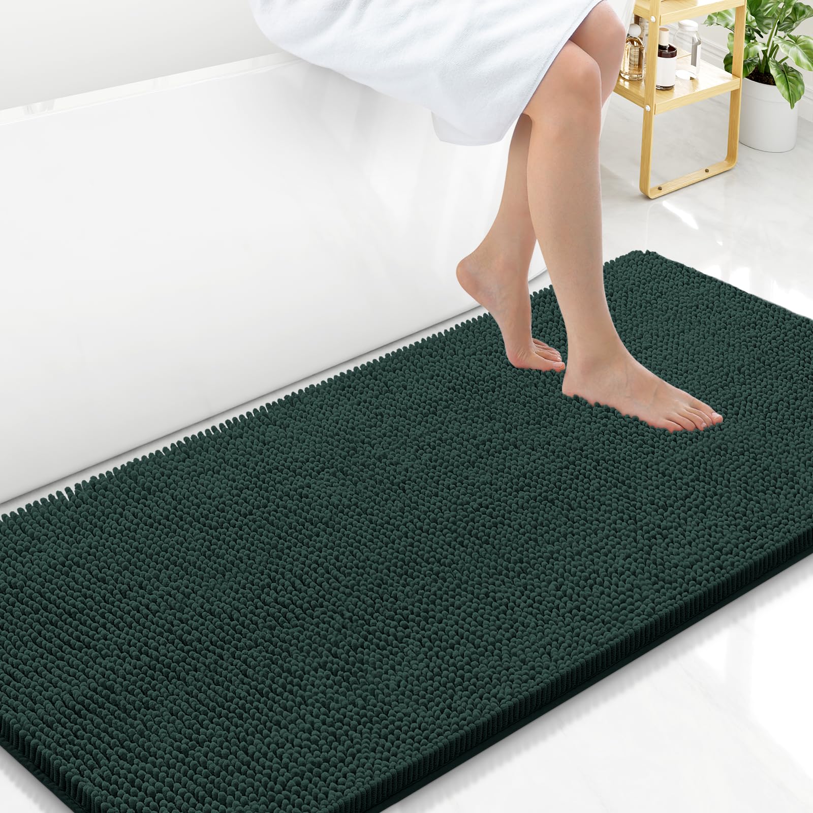 Arotive Bathroom Rugs 70x24, Extra Soft Absorbent Shaggy Chenille Bath Rugs, Machine Washable Rubber Backing Non-Slip Bath Mats for Bathroom Floor Tub and Shower, Home Decor Accessories, Beige