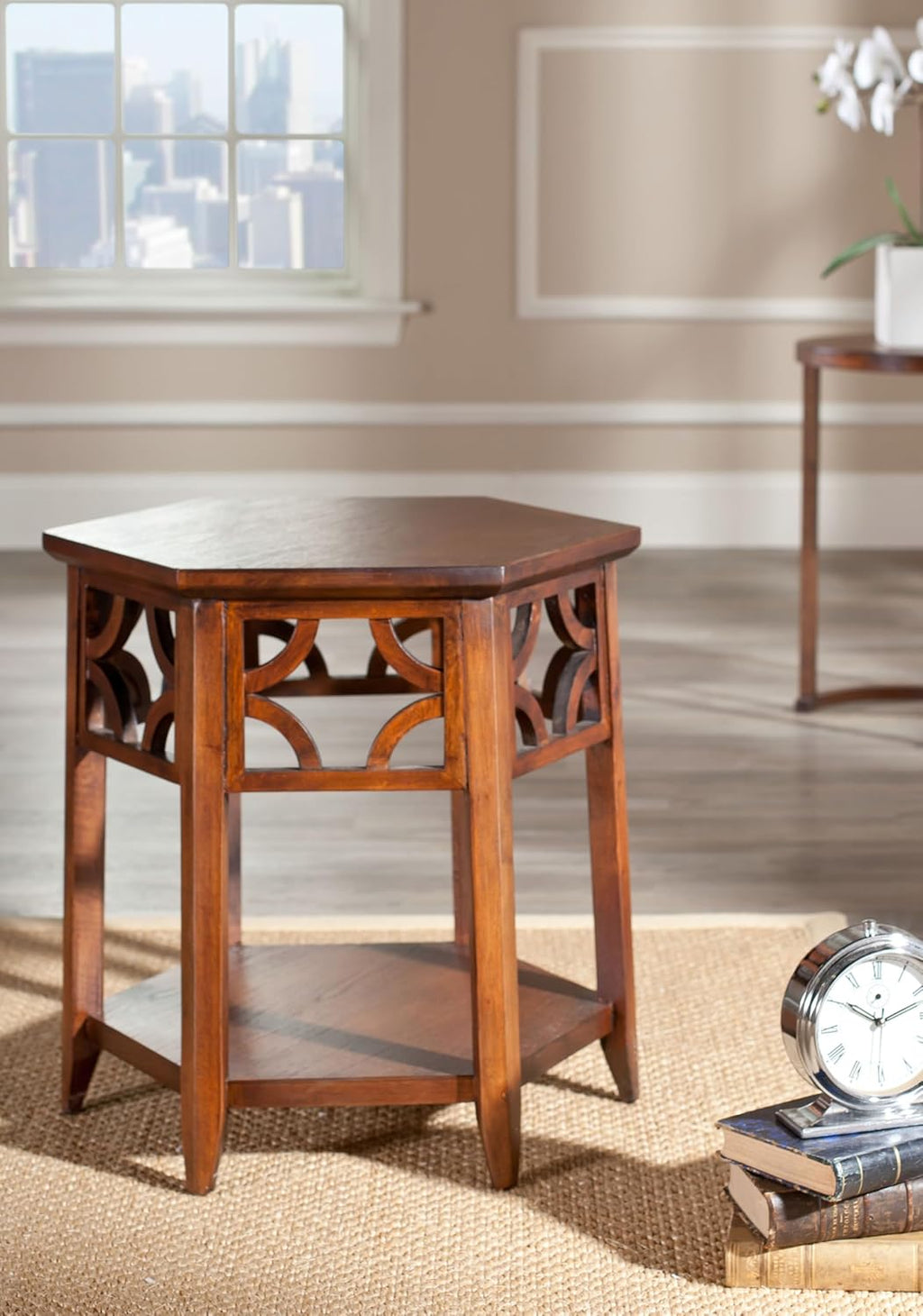 Safavieh American Homes Collection Connor Light Brown Hexagon End Table