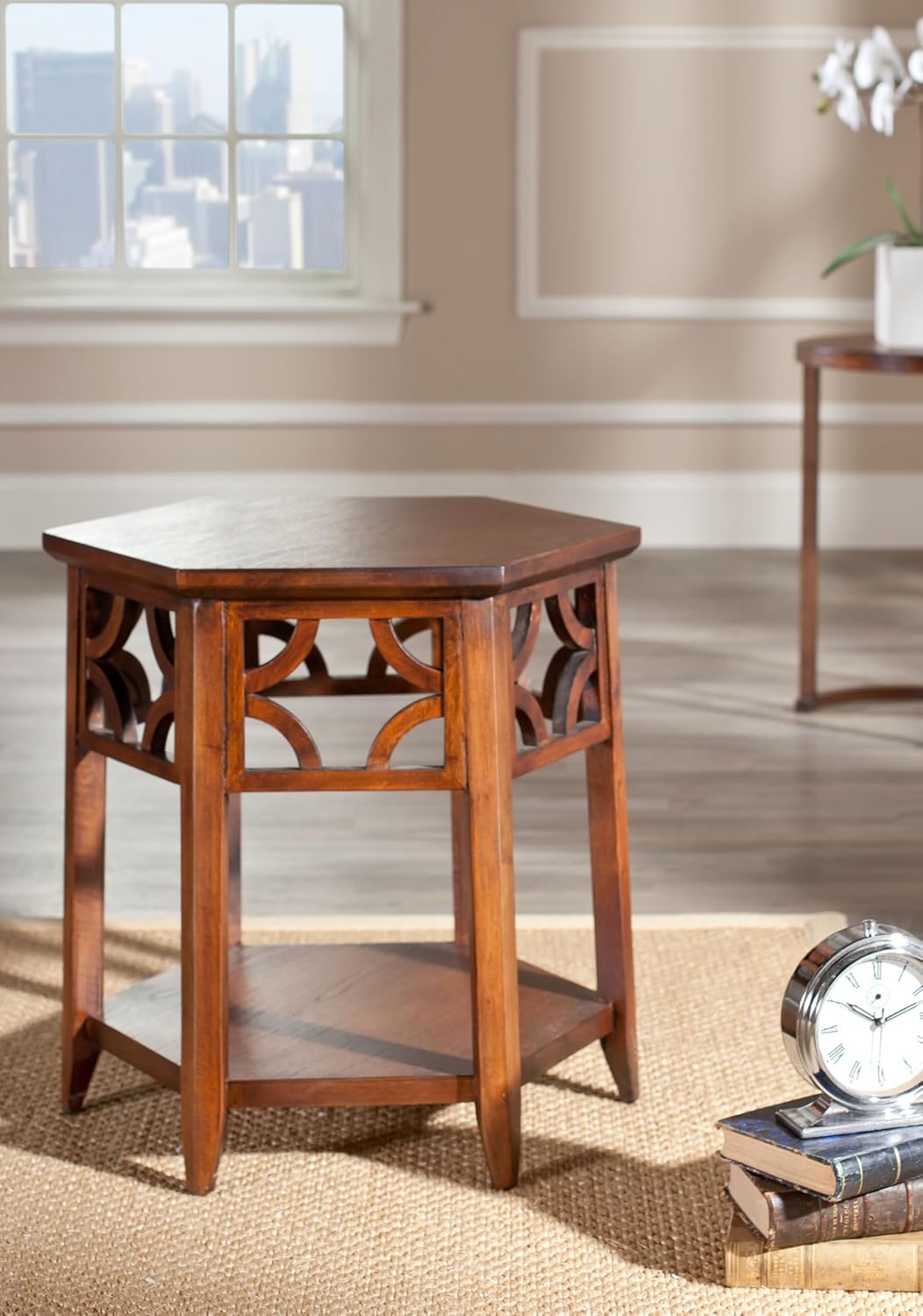 Safavieh American Homes Collection Connor Light Brown Hexagon End Table
