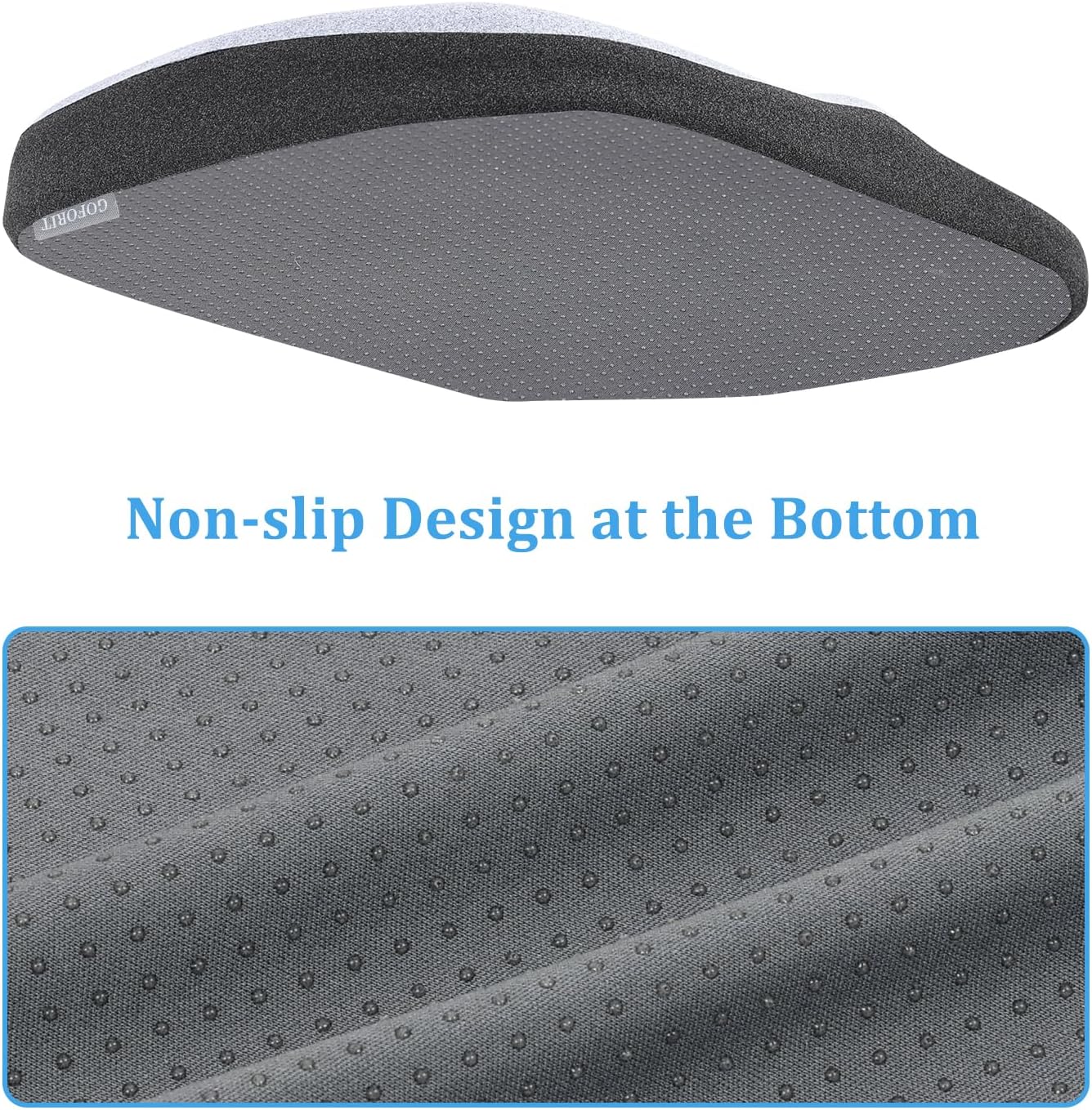 GOFORIT Molded Memory Foam Seat Cushion, Patent Dual-Layer Foam Design Office Chair Pad, Ergonomic Coccyx Cushion for Sciatica Pain Relief,Light Grey