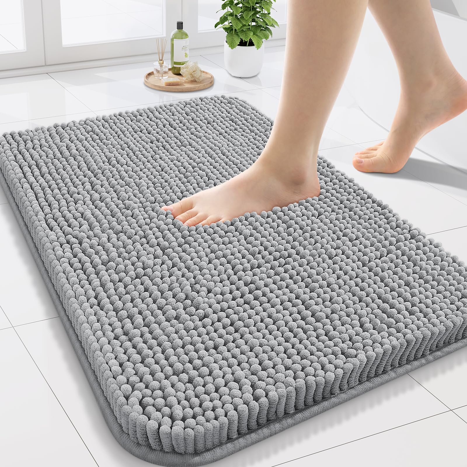 Arotive Bathroom Rugs 70x24, Extra Soft Absorbent Shaggy Chenille Bath Rugs, Machine Washable Rubber Backing Non-Slip Bath Mats for Bathroom Floor Tub and Shower, Home Decor Accessories, Beige