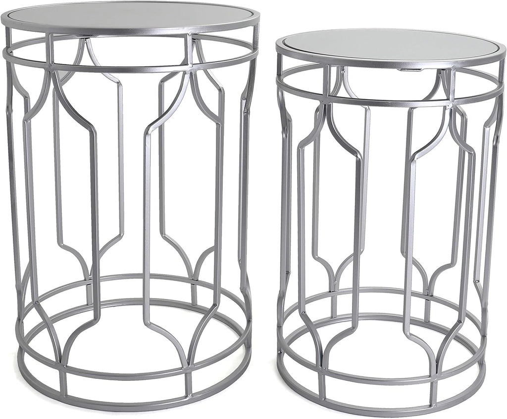 Rutledge & King Hexagon End Table Set - End Tables with Mirrored Tops - Nesting Geometric Accent Tables - Marble Metal Side Tables Hexagon End Table Set (Gold)