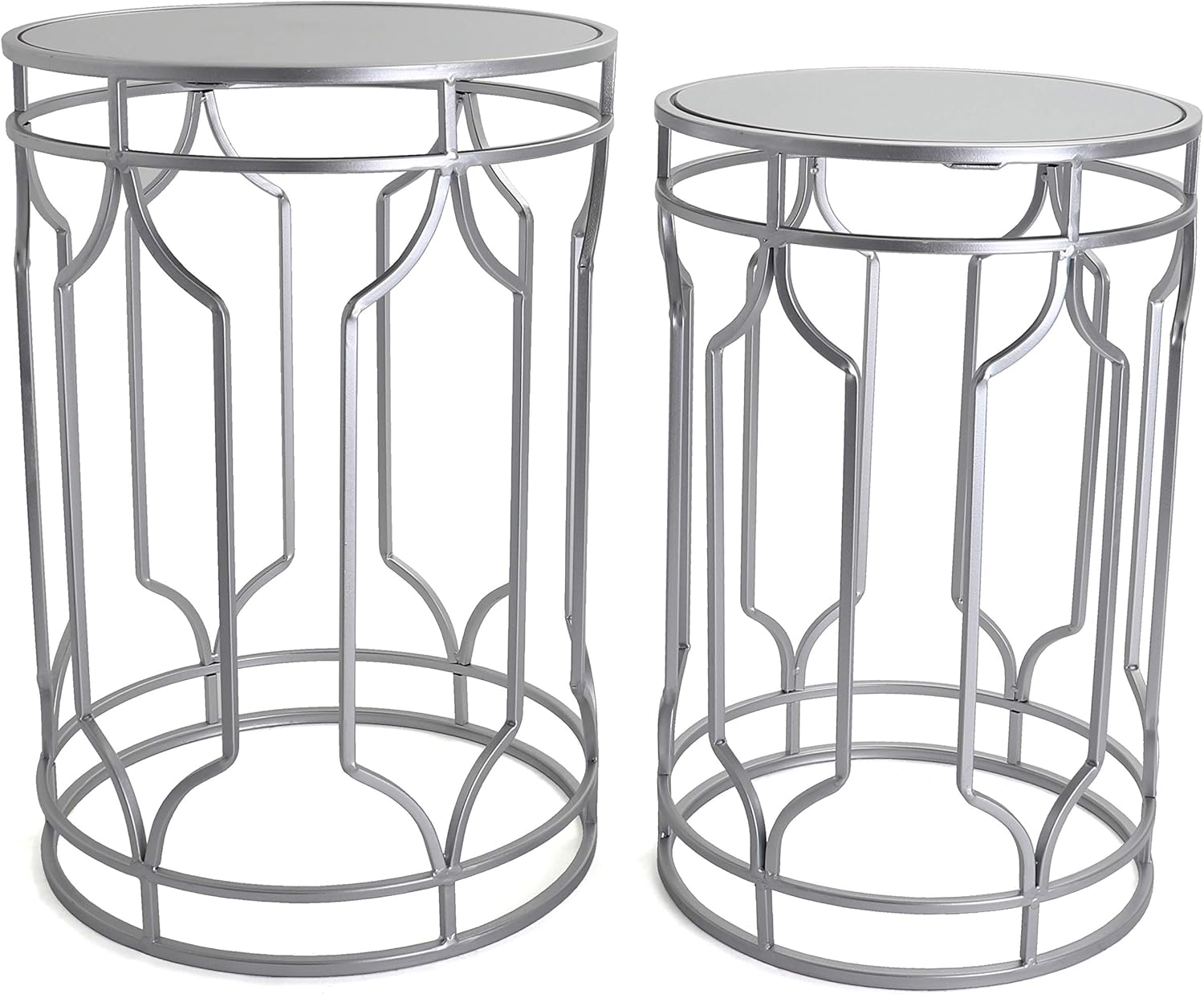 Rutledge & King Hexagon End Table Set - End Tables with Mirrored Tops - Nesting Geometric Accent Tables - Marble Metal Side Tables Hexagon End Table Set (Gold)