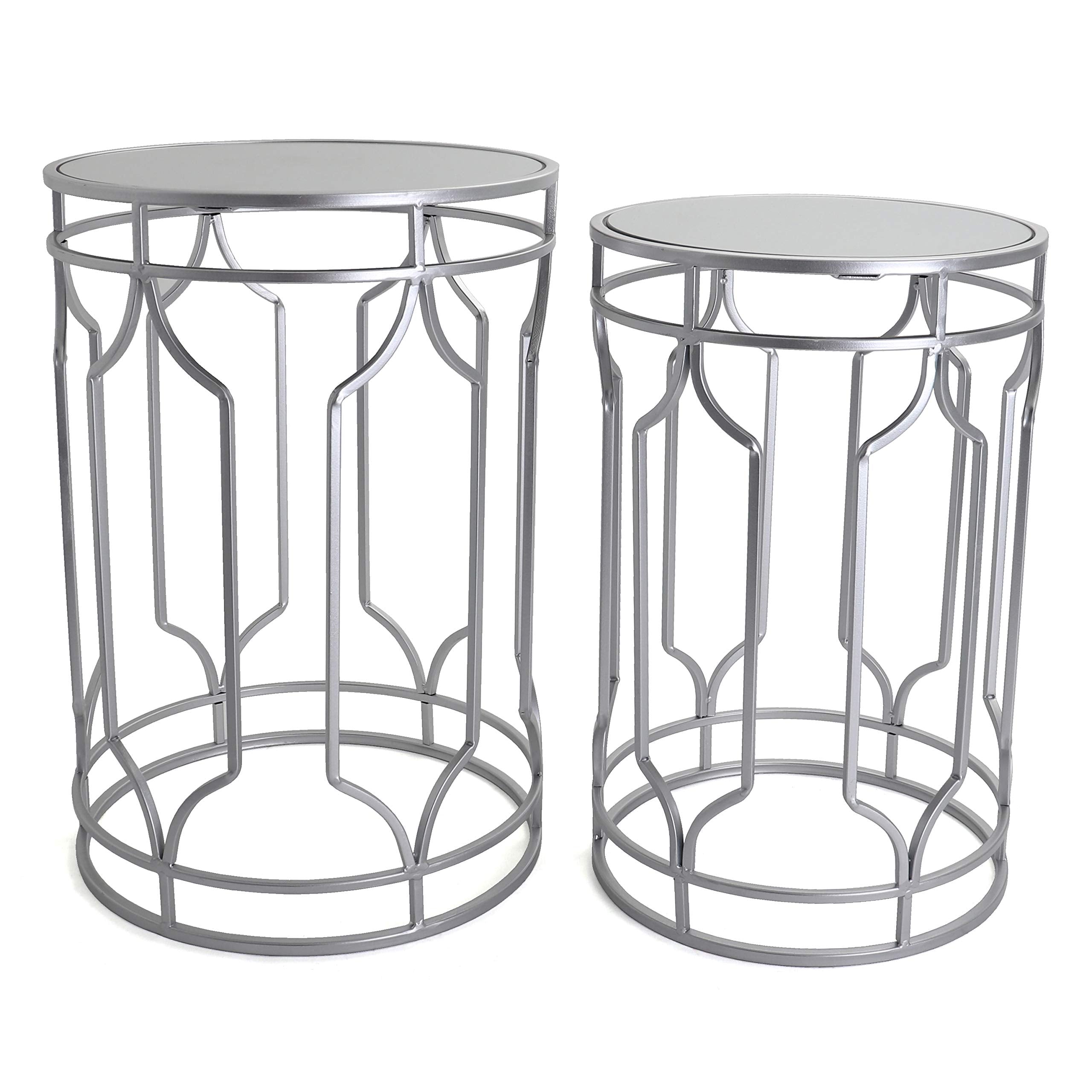 Rutledge & King Hexagon End Table Set - End Tables with Mirrored Tops - Nesting Geometric Accent Tables - Marble Metal Side Tables Hexagon End Table Set (Gold)