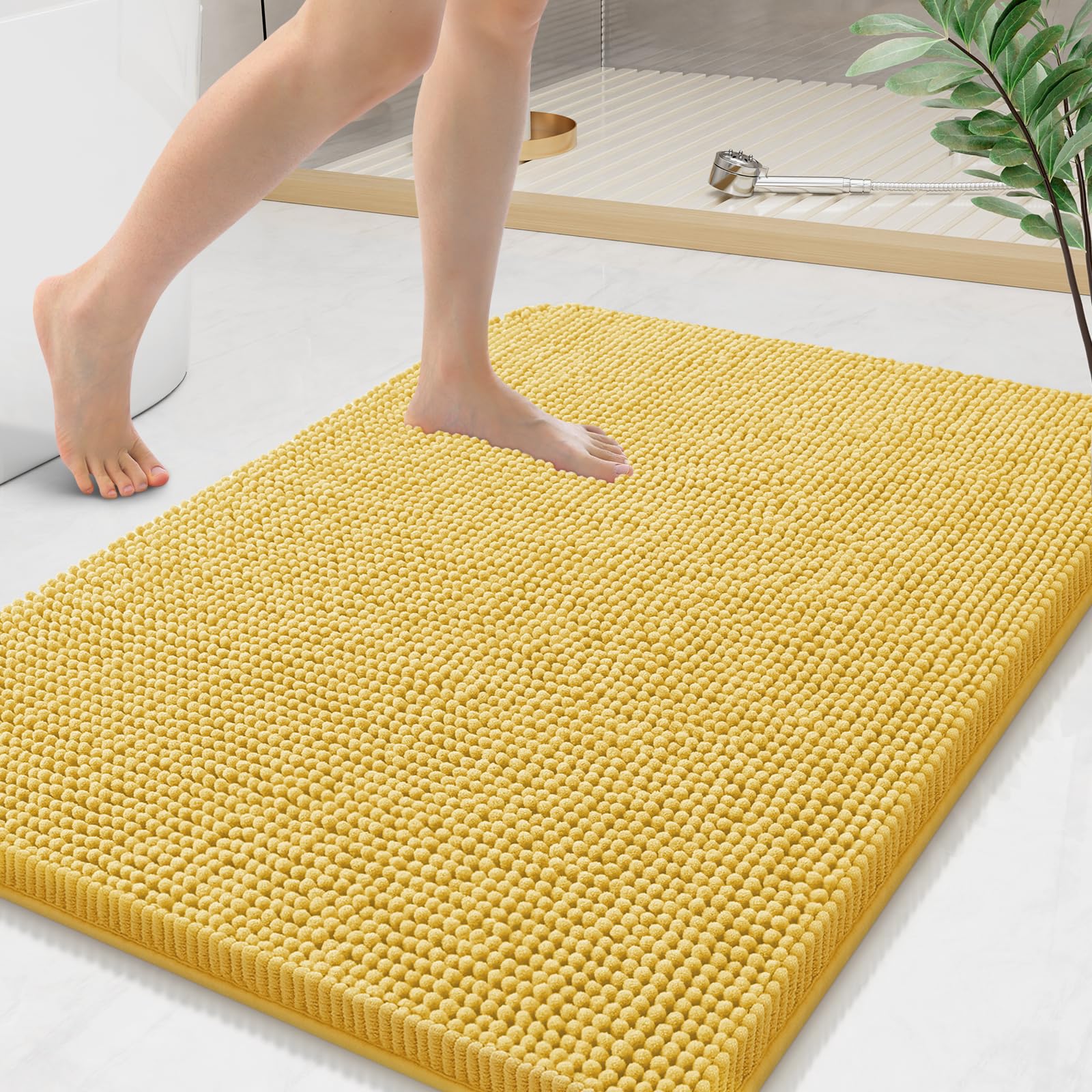 Arotive Bathroom Rugs 30x20, Extra Soft Absorbent Shaggy Chenille Bath Rugs, Machine Washable Rubber Backing Non-Slip Bath Mats for Bathroom Floor Tub and Shower, Home Decor Accessories, Grey