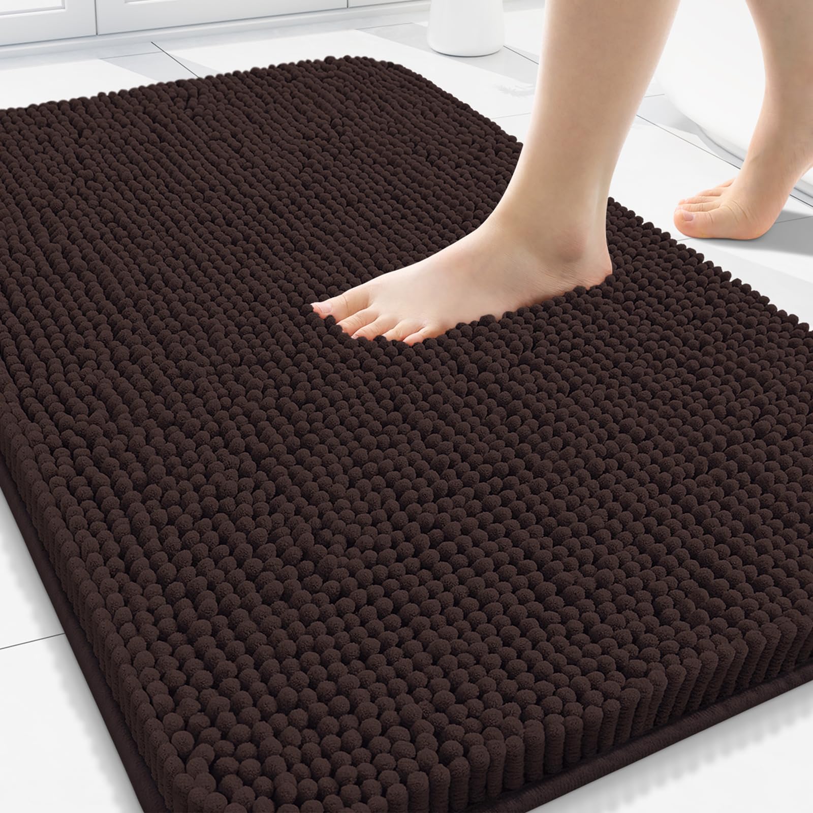 Arotive Bathroom Rugs 70x24, Extra Soft Absorbent Shaggy Chenille Bath Rugs, Machine Washable Rubber Backing Non-Slip Bath Mats for Bathroom Floor Tub and Shower, Home Decor Accessories, Beige