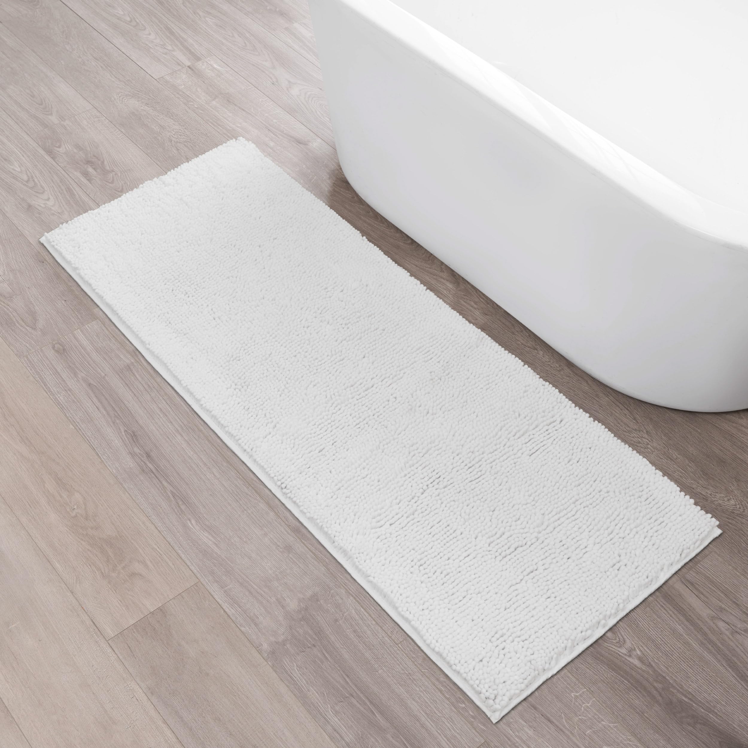 Creative Home Ideas Resort Collection Plush Chenille Bathroom Rugs – Non-Slip Backing and Machine Washable, Sage Green - 24 x 60 Inches Bath Mat