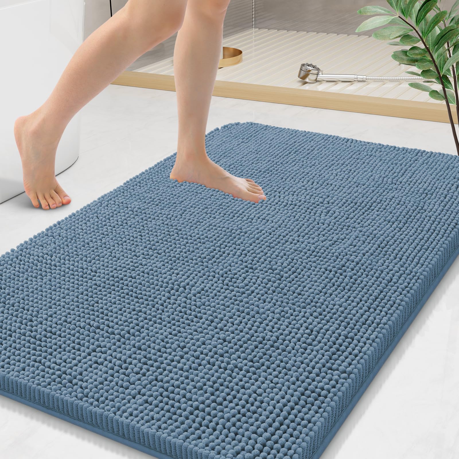 Arotive Bathroom Rugs 30x20, Extra Soft Absorbent Shaggy Chenille Bath Rugs, Machine Washable Rubber Backing Non-Slip Bath Mats for Bathroom Floor Tub and Shower, Home Decor Accessories, Grey