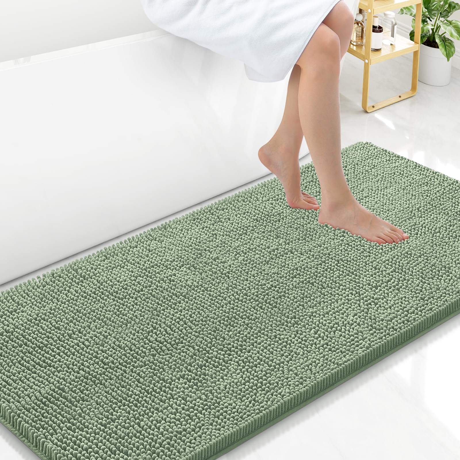 Arotive Bathroom Rugs 70x24, Extra Soft Absorbent Shaggy Chenille Bath Rugs, Machine Washable Rubber Backing Non-Slip Bath Mats for Bathroom Floor Tub and Shower, Home Decor Accessories, Beige