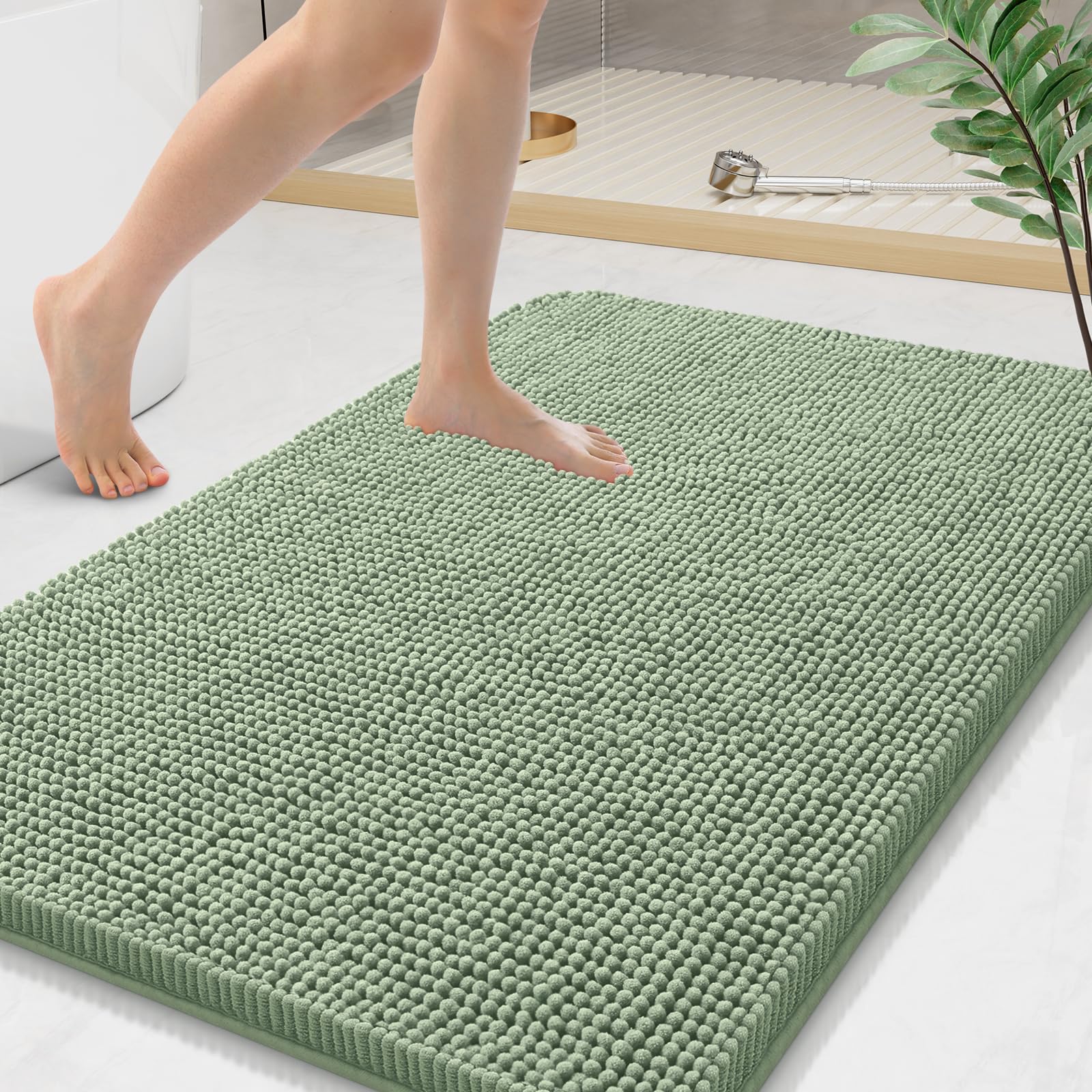 Arotive Bathroom Rugs 30x20, Extra Soft Absorbent Shaggy Chenille Bath Rugs, Machine Washable Rubber Backing Non-Slip Bath Mats for Bathroom Floor Tub and Shower, Home Decor Accessories, Grey