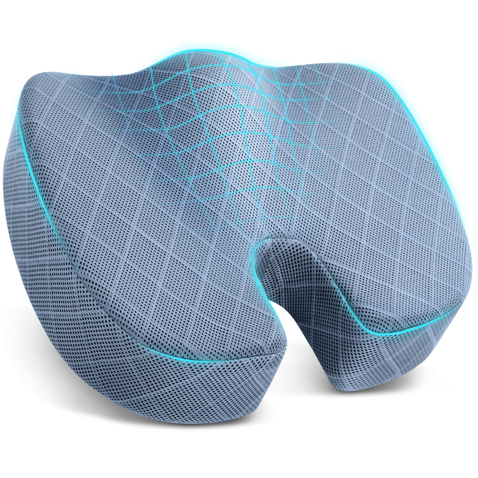 TushGuard Seat Cushion - Memory Foam Cushion for Office Chair, Car Seat, Airplane, Bleacher - Sciatica & Hip & Coccyx Pain Relief Desk Chair Cushion for Long Sitting Office Workers, Car Drivers