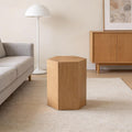 Modern Hexagonal Side Table, Walnut Wood MDF Coffee Table with Natural Texture, Non-Slip Surface, 15.7x13.8x18.9 Inches (Natural)