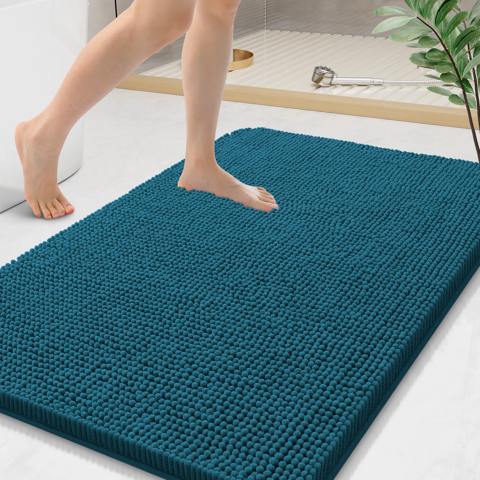 Arotive Bathroom Rugs 70x24, Extra Soft Absorbent Shaggy Chenille Bath Rugs, Machine Washable Rubber Backing Non-Slip Bath Mats for Bathroom Floor Tub and Shower, Home Decor Accessories, Beige