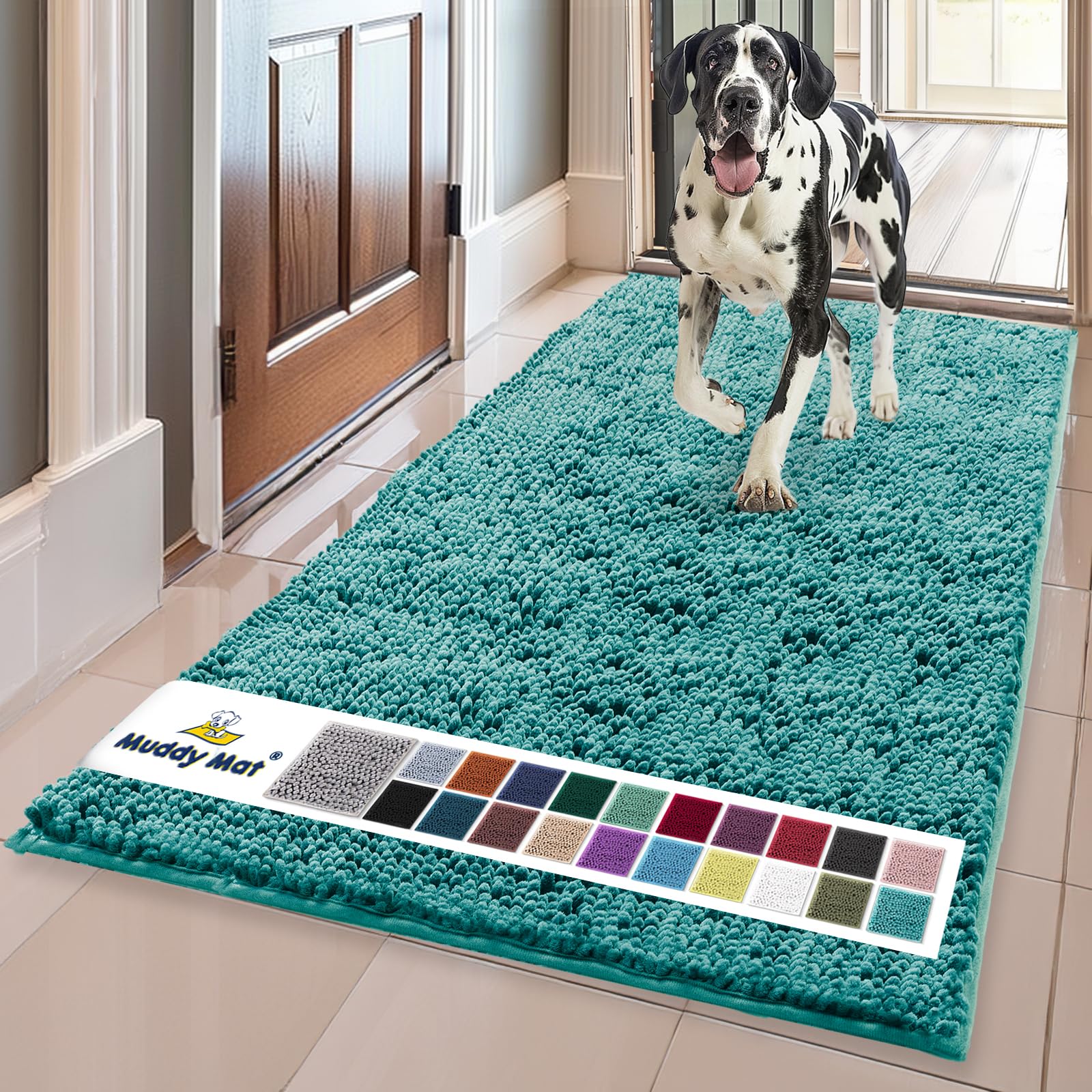 Muddy Mat® | Super Absorbent Door Mat Indoor, Microfiber Quick Dry Chenille Entryway Rug, Non-Slip Front Door Mat, Indoor Mats for Entryway, Machine Washable Pet Rug, Grey 30"x19"
