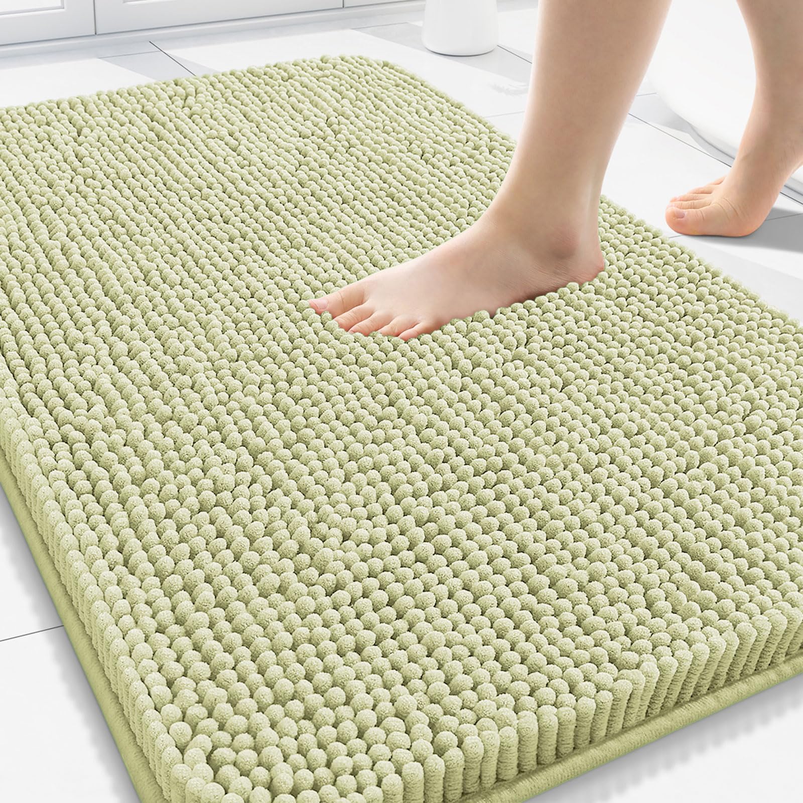 Arotive Bathroom Rugs 70x24, Extra Soft Absorbent Shaggy Chenille Bath Rugs, Machine Washable Rubber Backing Non-Slip Bath Mats for Bathroom Floor Tub and Shower, Home Decor Accessories, Beige