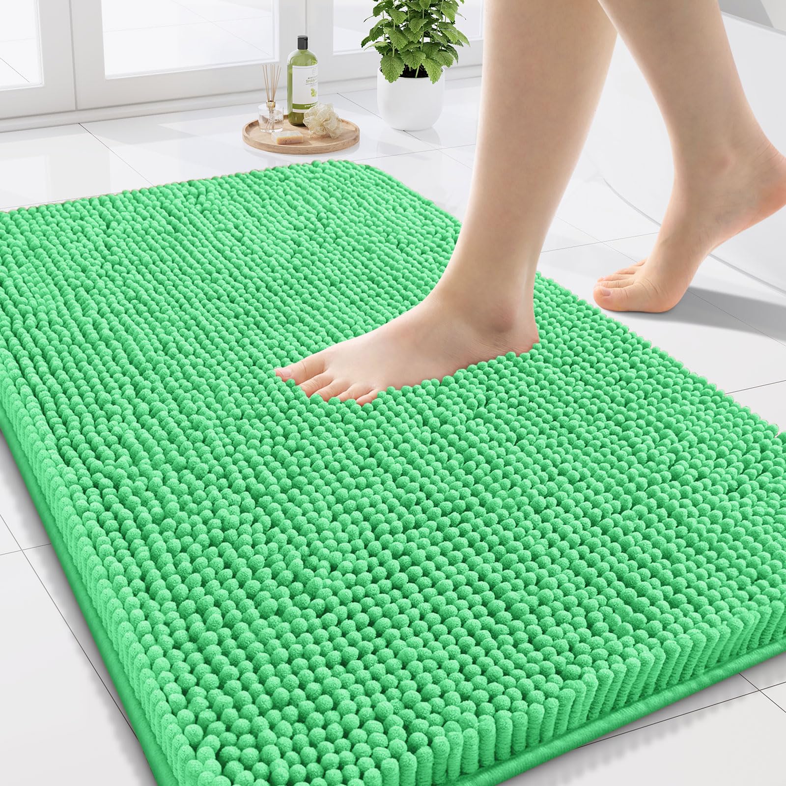 Arotive Bathroom Rugs 30x20, Extra Soft Absorbent Shaggy Chenille Bath Rugs, Machine Washable Rubber Backing Non-Slip Bath Mats for Bathroom Floor Tub and Shower, Home Decor Accessories, Grey