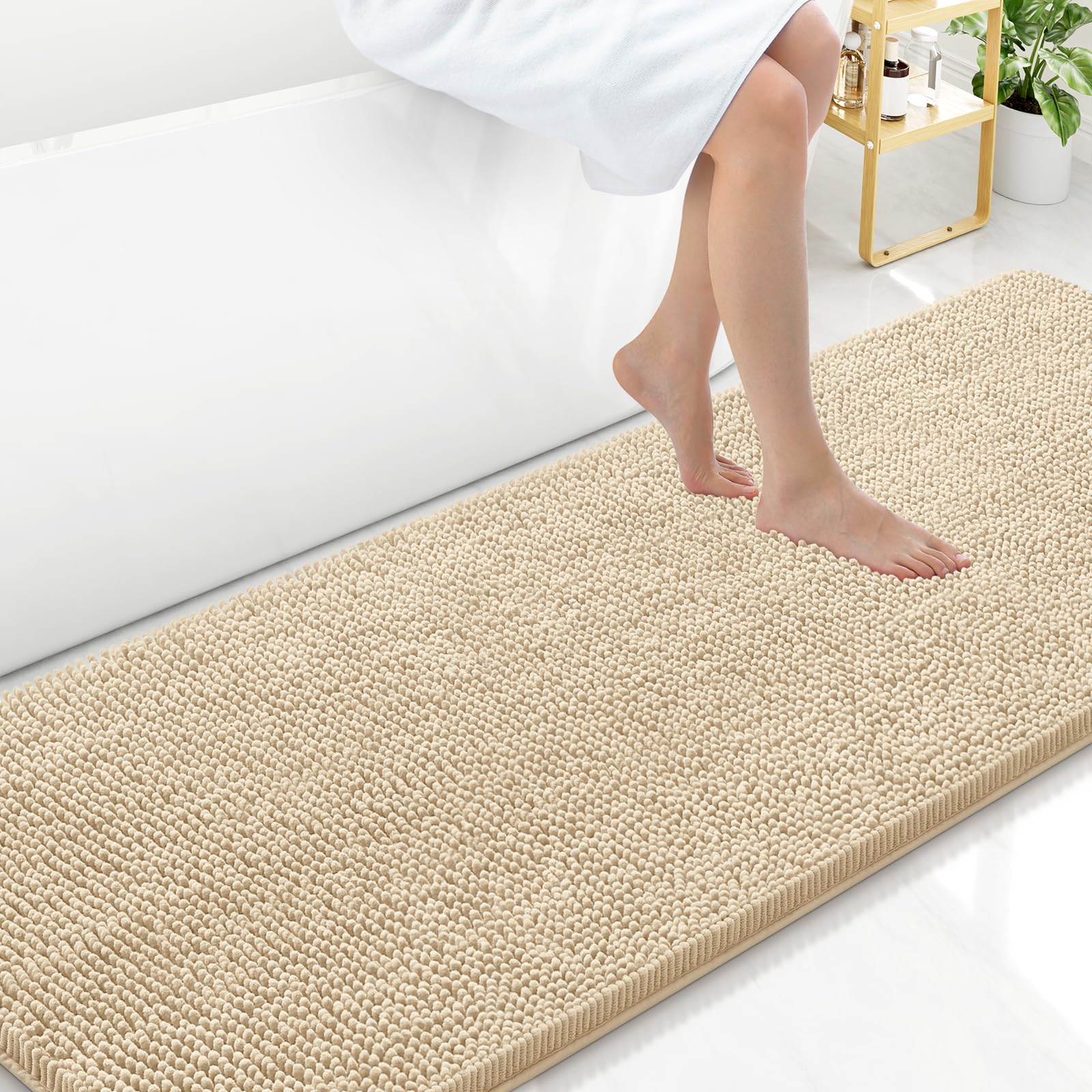 Arotive Bathroom Rugs 30x20, Extra Soft Absorbent Shaggy Chenille Bath Rugs, Machine Washable Rubber Backing Non-Slip Bath Mats for Bathroom Floor Tub and Shower, Home Decor Accessories, Grey