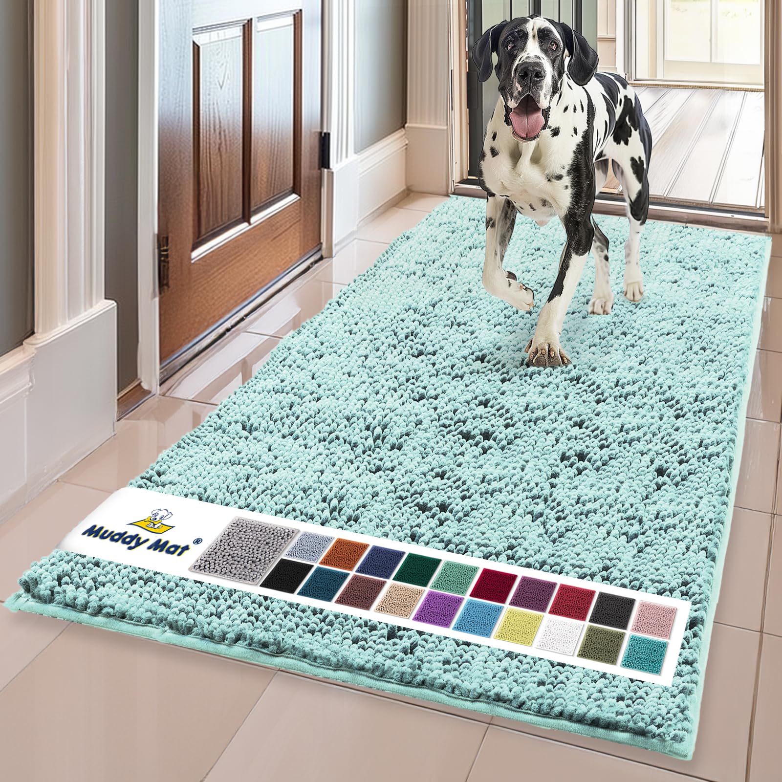 Muddy Mat® | Super Absorbent Door Mat Indoor, Microfiber Quick Dry Chenille Entryway Rug, Non-Slip Front Door Mat, Indoor Mats for Entryway, Machine Washable Pet Rug, Grey 30"x19"