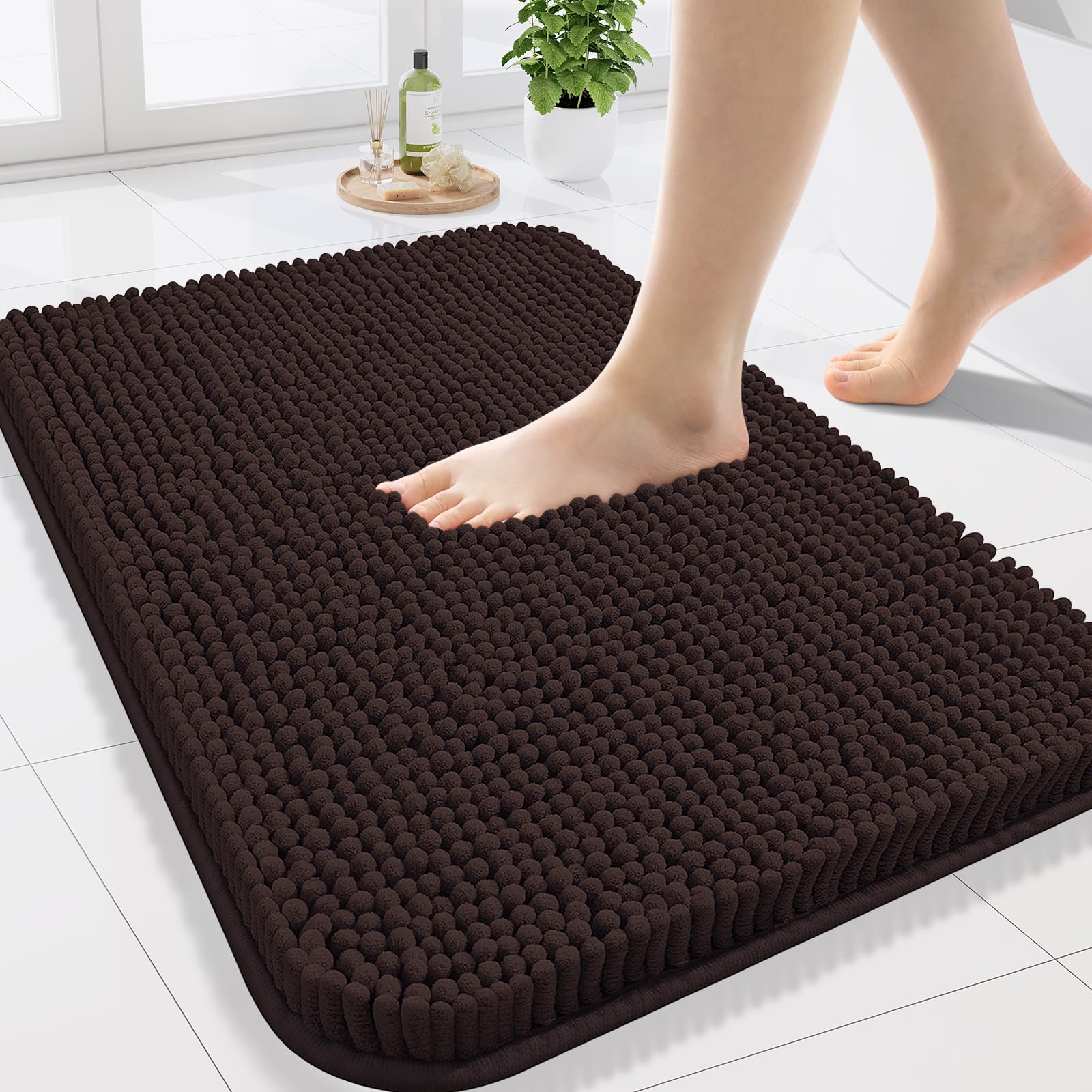 Arotive Bathroom Rugs 70x24, Extra Soft Absorbent Shaggy Chenille Bath Rugs, Machine Washable Rubber Backing Non-Slip Bath Mats for Bathroom Floor Tub and Shower, Home Decor Accessories, Beige