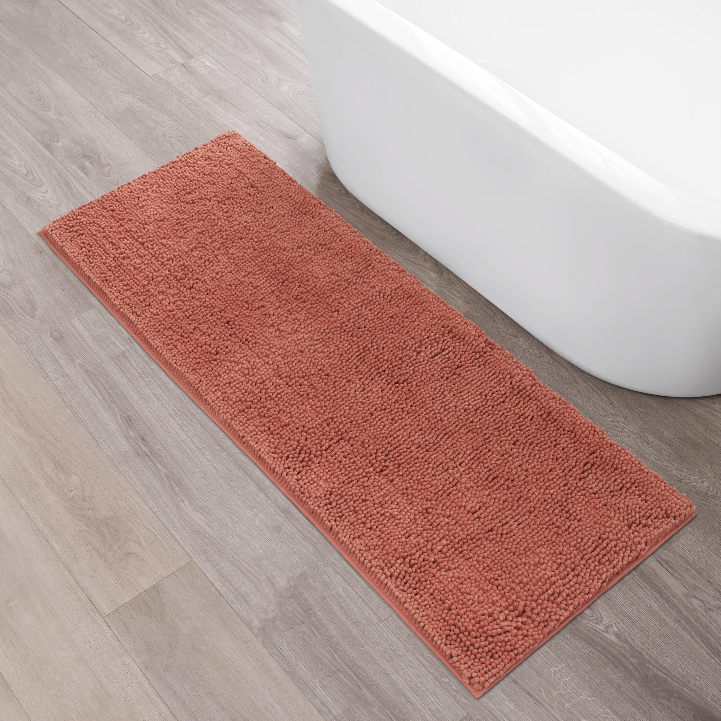 Creative Home Ideas Resort Collection Plush Chenille Bathroom Rugs – Non-Slip Backing and Machine Washable, Sage Green - 24 x 60 Inches Bath Mat
