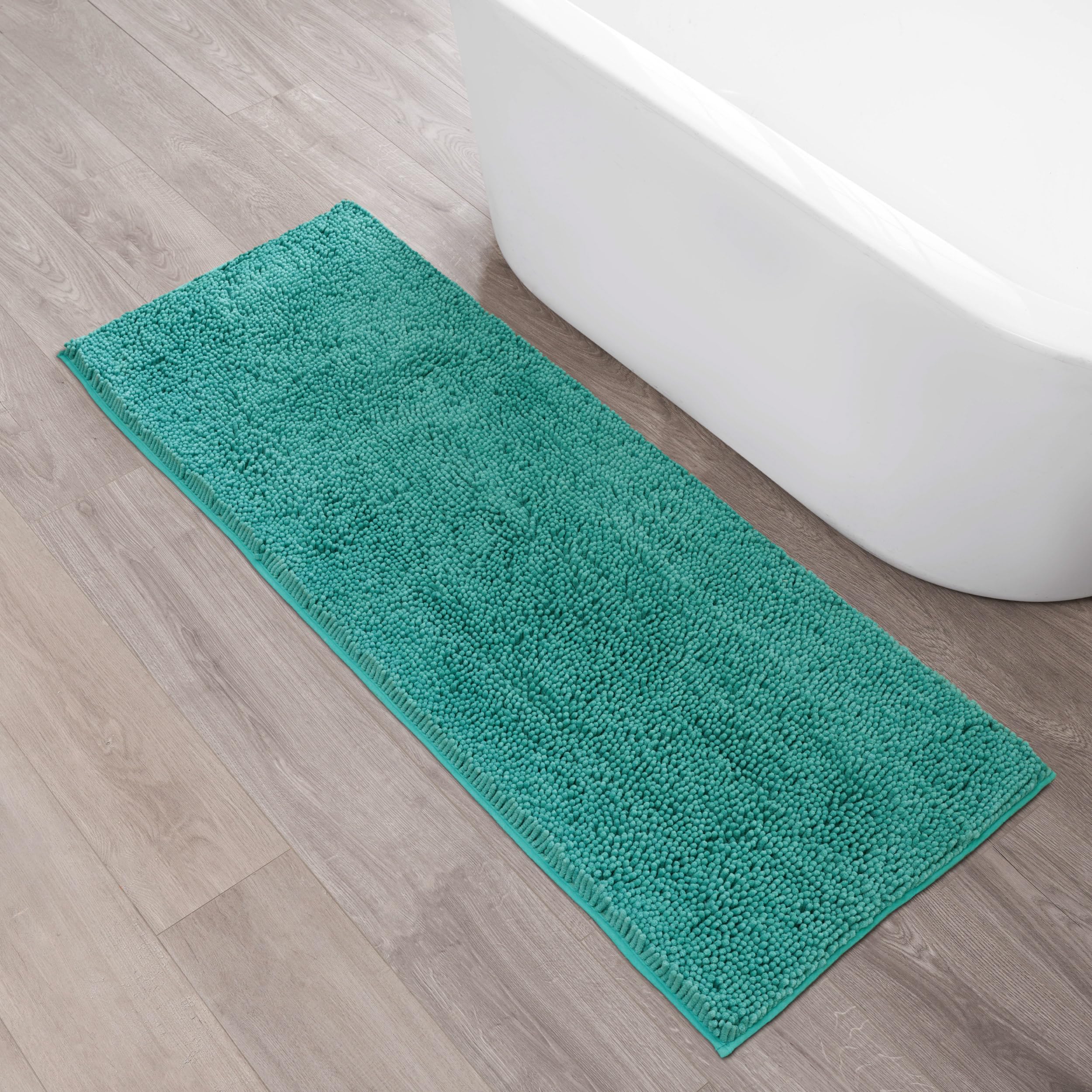 Creative Home Ideas Resort Collection Plush Chenille Bathroom Rugs – Non-Slip Backing and Machine Washable, Sage Green - 24 x 60 Inches Bath Mat