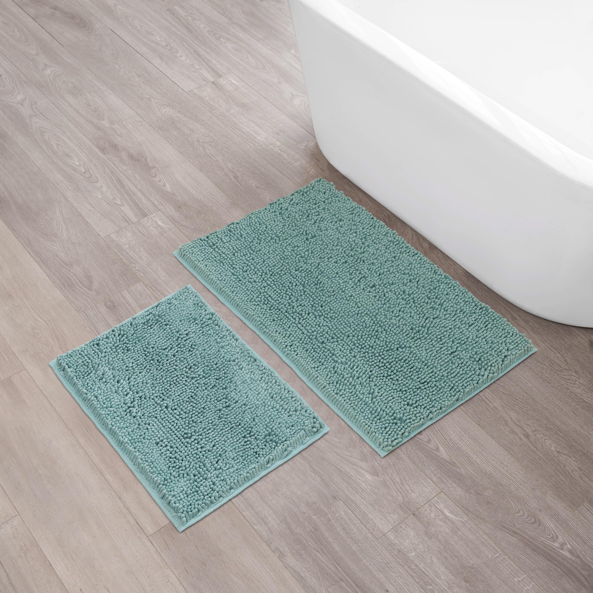 Creative Home Ideas Resort Collection Plush Chenille Bathroom Rugs – Non-Slip Backing and Machine Washable, Sage Green - 24 x 60 Inches Bath Mat