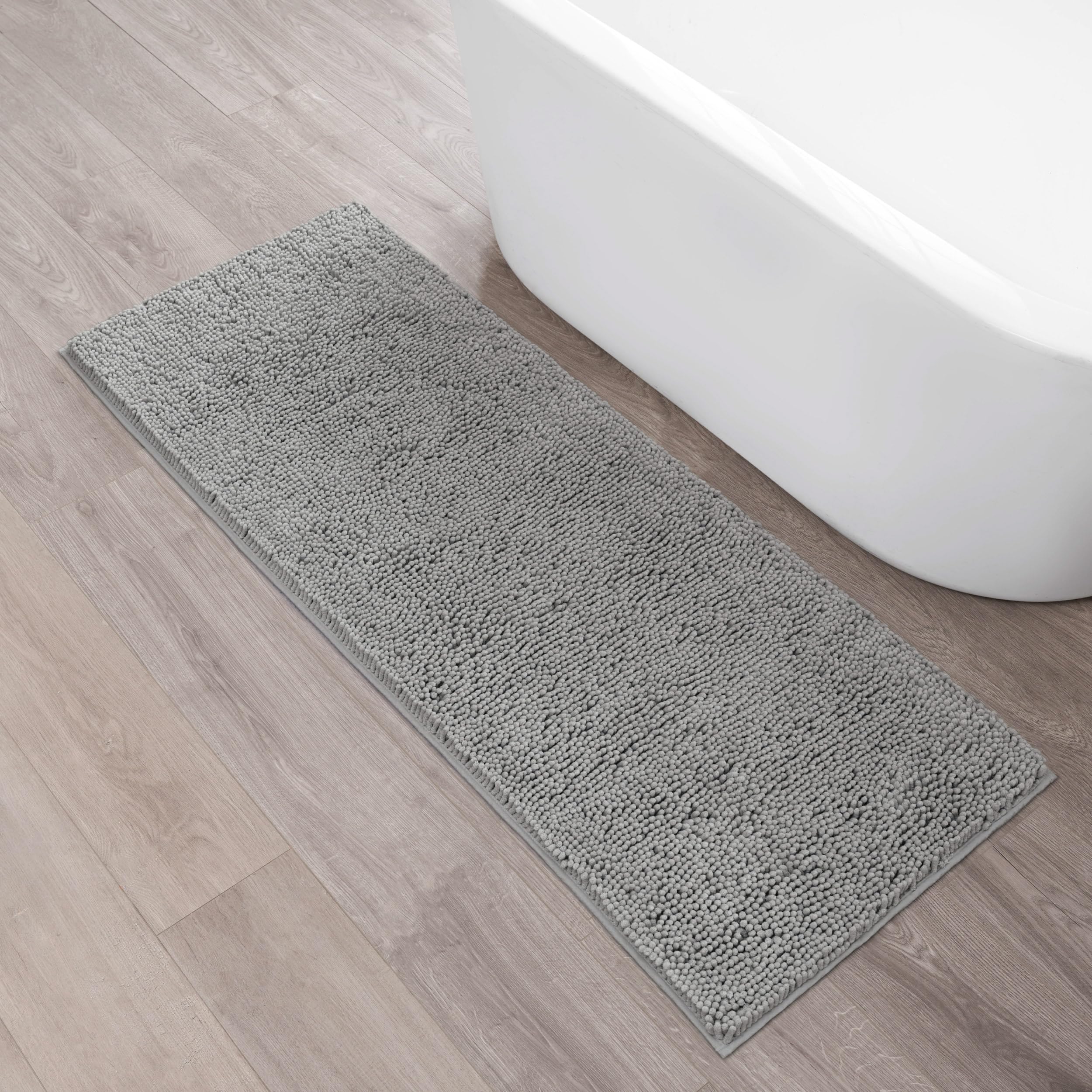 Creative Home Ideas Resort Collection Plush Chenille Bathroom Rugs – Non-Slip Backing and Machine Washable, Sage Green - 24 x 60 Inches Bath Mat