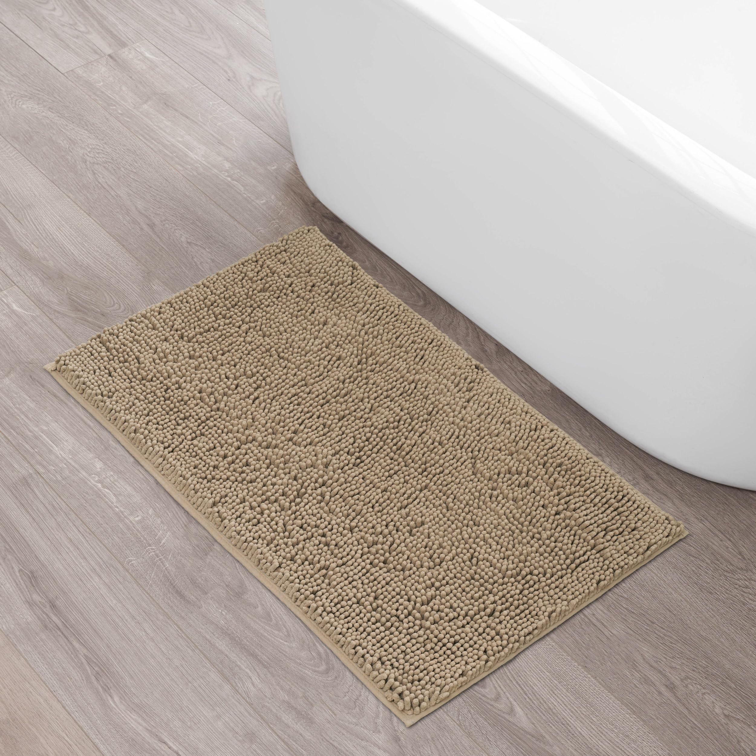 Creative Home Ideas Resort Collection Plush Chenille Bathroom Rugs – Non-Slip Backing and Machine Washable, Sage Green - 24 x 60 Inches Bath Mat
