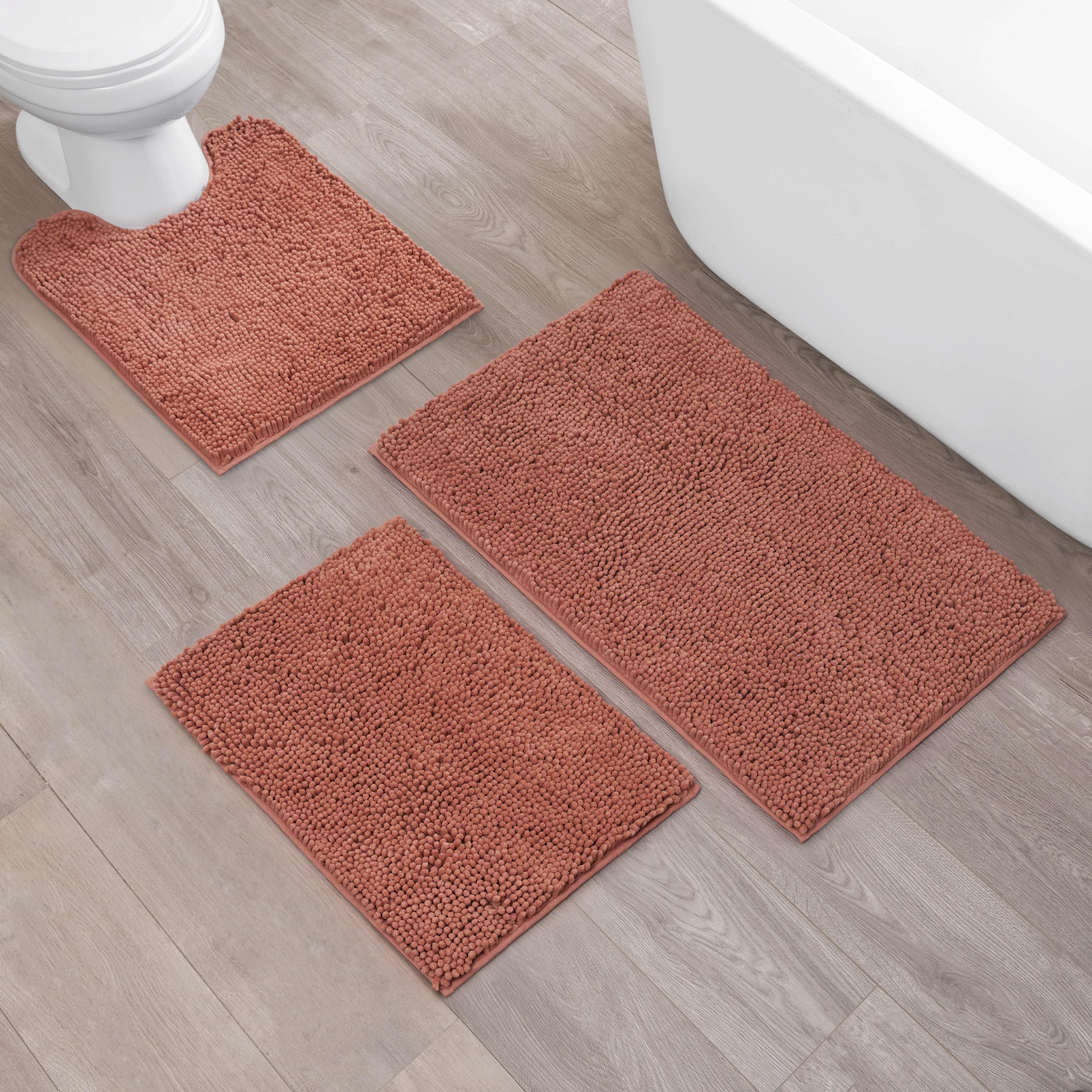 Creative Home Ideas Resort Collection Plush Chenille Bathroom Rugs – Non-Slip Backing and Machine Washable, Sage Green - 24 x 60 Inches Bath Mat