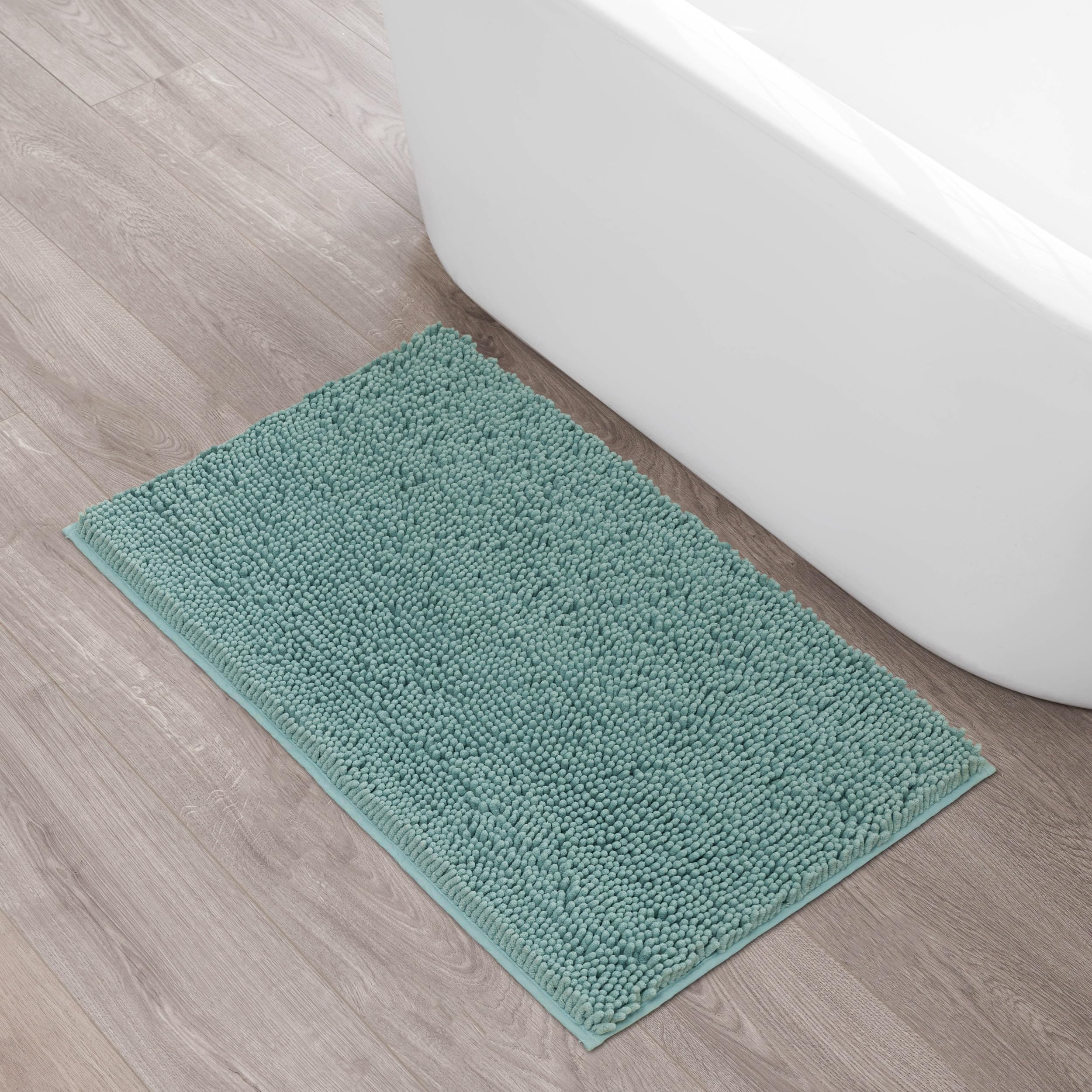 Creative Home Ideas Resort Collection Plush Chenille Bathroom Rugs – Non-Slip Backing and Machine Washable, Sage Green - 24 x 60 Inches Bath Mat