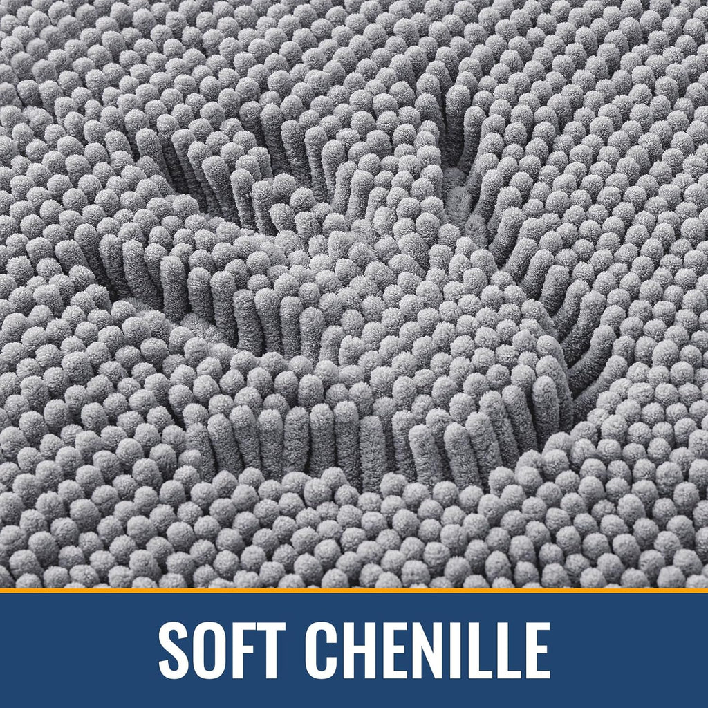 Arotive Bathroom Rugs 30x20, Extra Soft Absorbent Shaggy Chenille Bath Rugs, Machine Washable Rubber Backing Non-Slip Bath Mats for Bathroom Floor Tub and Shower, Home Decor Accessories, Grey