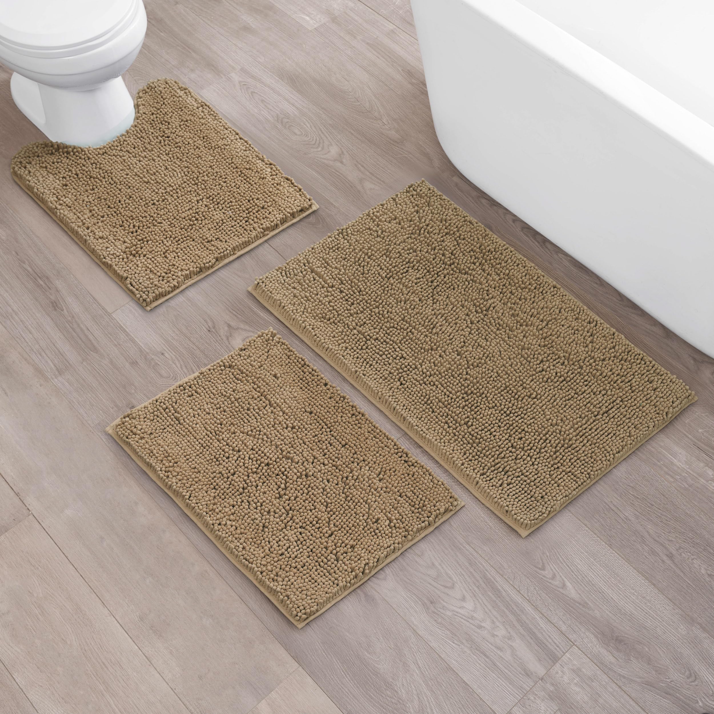 Creative Home Ideas Resort Collection Plush Chenille Bathroom Rugs – Non-Slip Backing and Machine Washable, Sage Green - 24 x 60 Inches Bath Mat