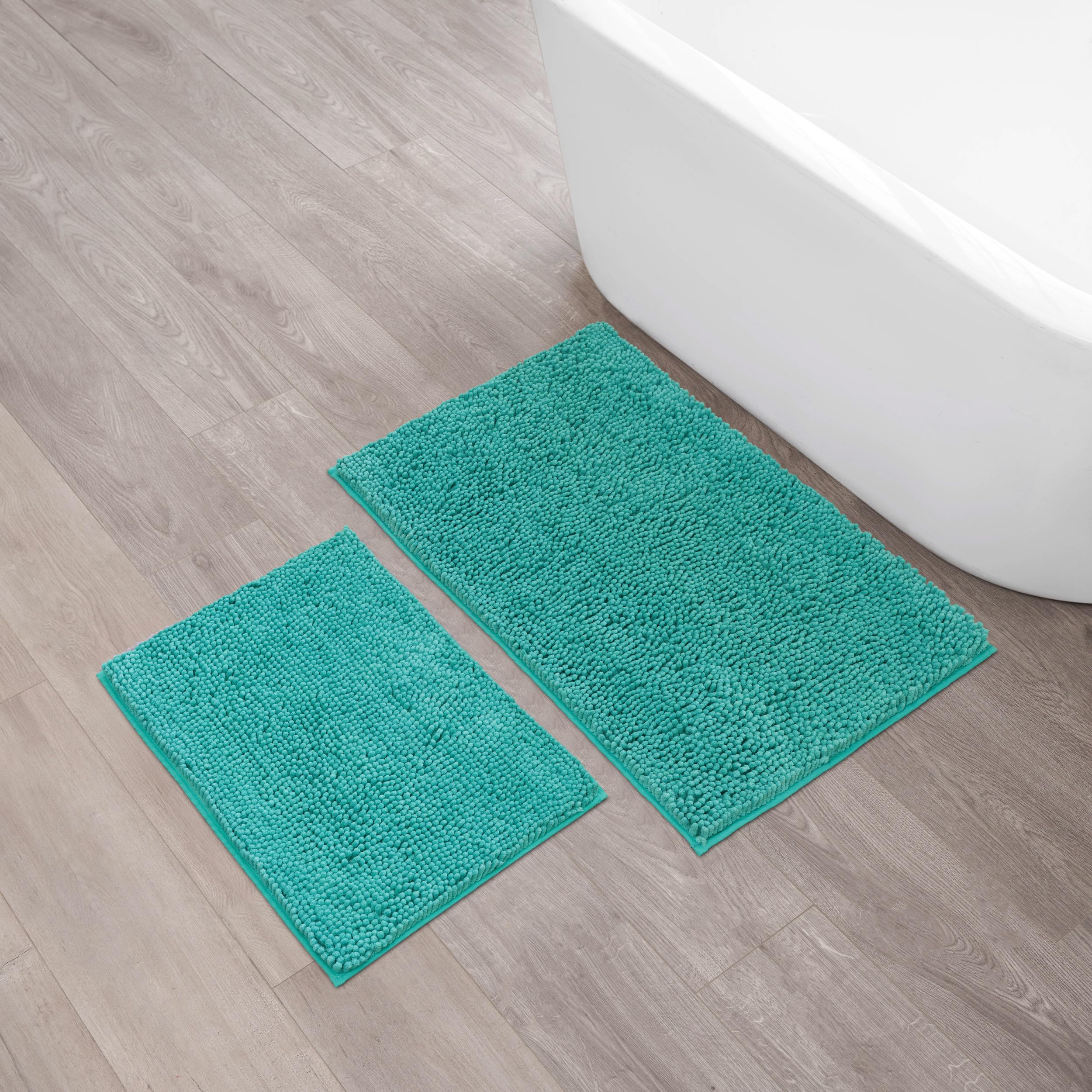 Creative Home Ideas Resort Collection Plush Chenille Bathroom Rugs – Non-Slip Backing and Machine Washable, Sage Green - 24 x 60 Inches Bath Mat