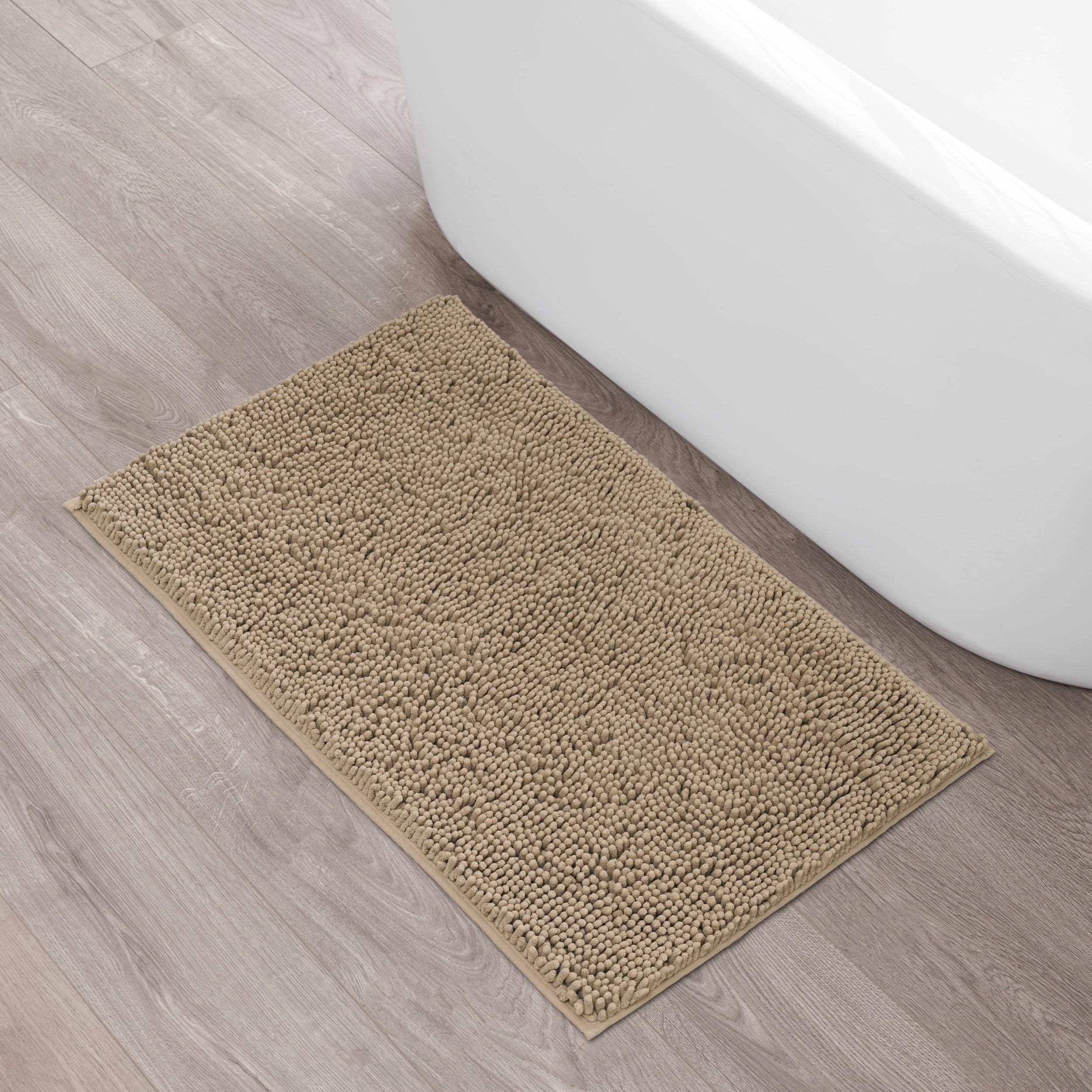 Creative Home Ideas Resort Collection Plush Chenille Bathroom Rugs – Non-Slip Backing and Machine Washable, Sage Green - 24 x 60 Inches Bath Mat