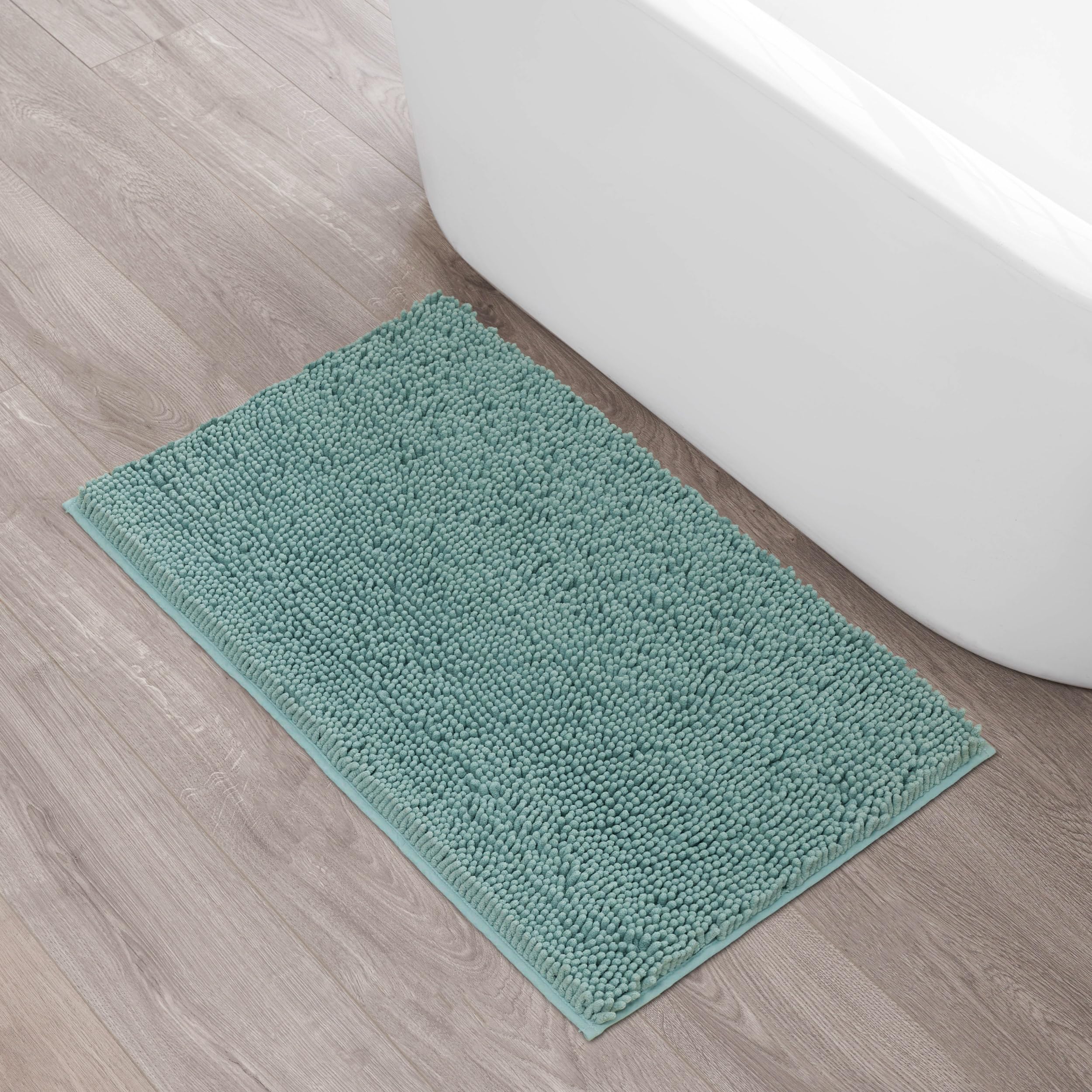 Creative Home Ideas Resort Collection Plush Chenille Bathroom Rugs – Non-Slip Backing and Machine Washable, Sage Green - 24 x 60 Inches Bath Mat