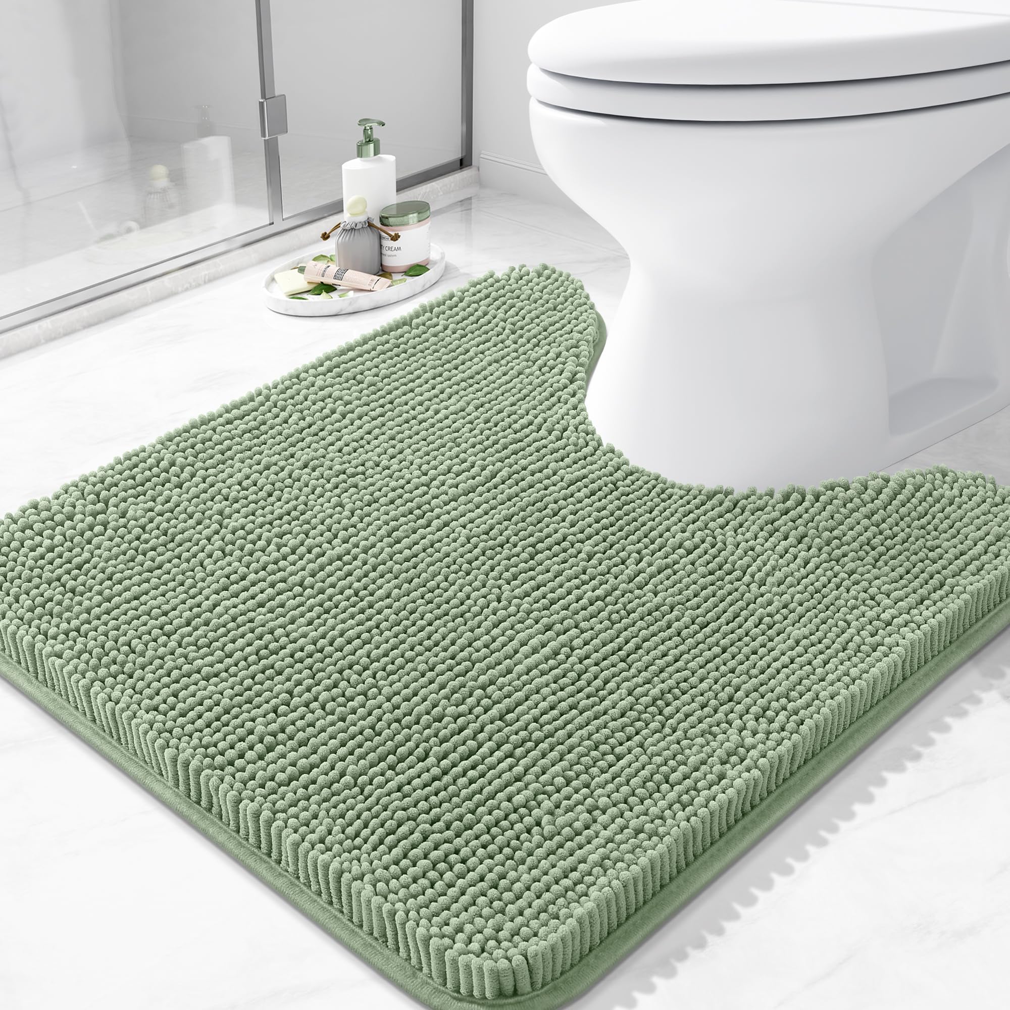 Arotive Bathroom Rugs 30x20, Extra Soft Absorbent Shaggy Chenille Bath Rugs, Machine Washable Rubber Backing Non-Slip Bath Mats for Bathroom Floor Tub and Shower, Home Decor Accessories, Grey