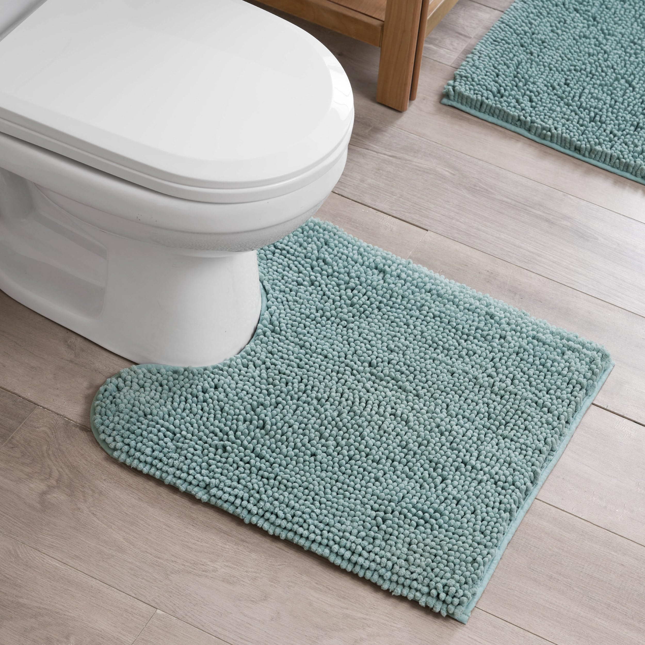 Creative Home Ideas Resort Collection Plush Chenille Bathroom Rugs – Non-Slip Backing and Machine Washable, Sage Green - 24 x 60 Inches Bath Mat