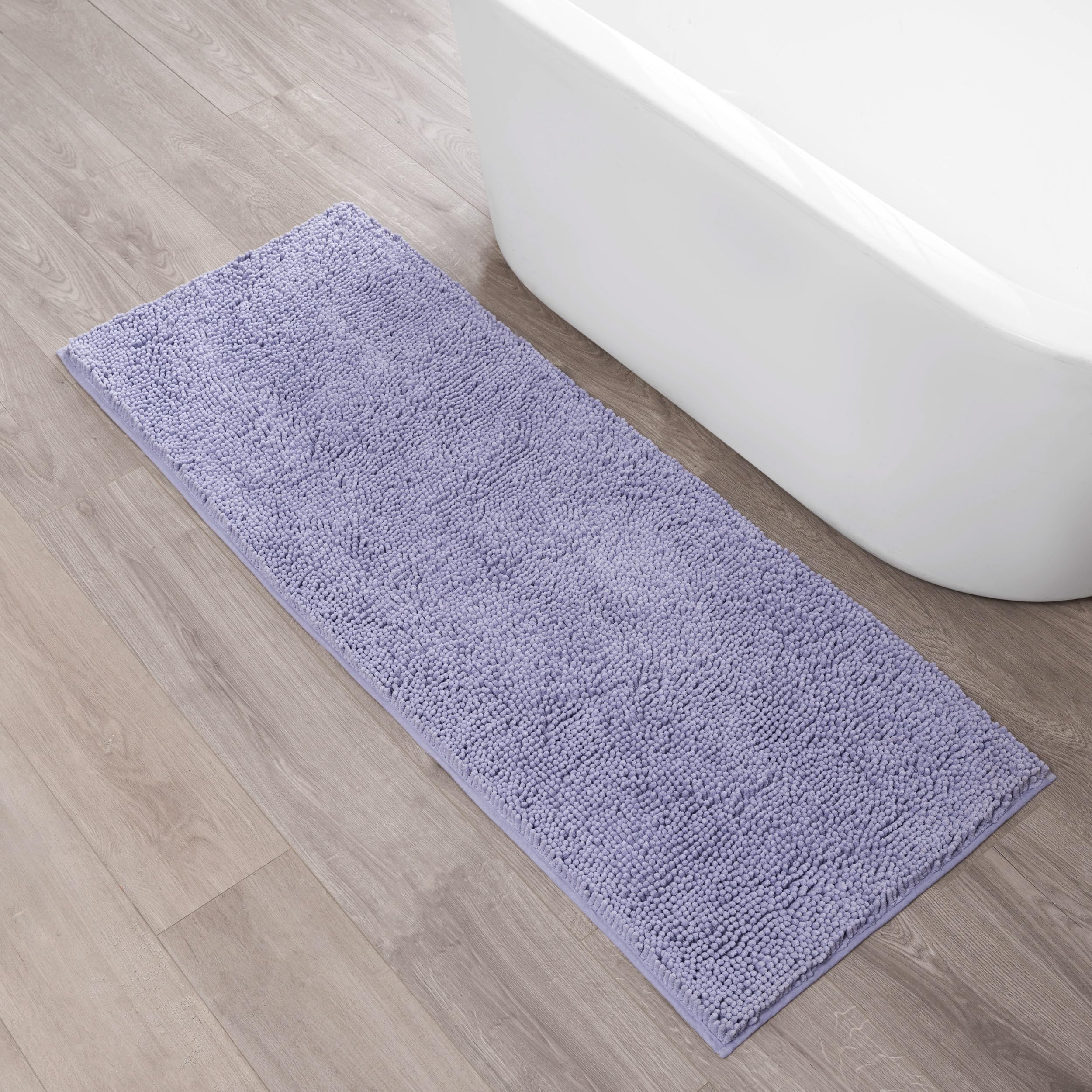 Creative Home Ideas Resort Collection Plush Chenille Bathroom Rugs – Non-Slip Backing and Machine Washable, Sage Green - 24 x 60 Inches Bath Mat