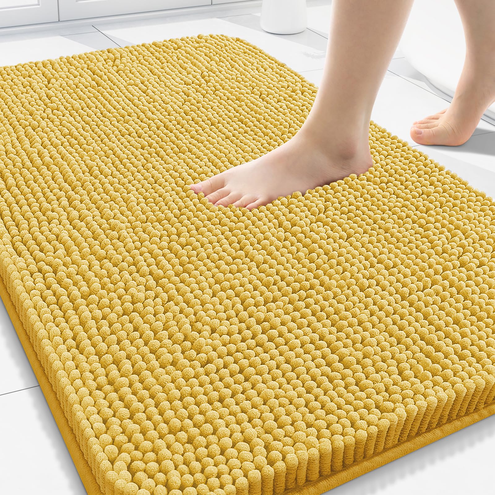 Arotive Bathroom Rugs 30x20, Extra Soft Absorbent Shaggy Chenille Bath Rugs, Machine Washable Rubber Backing Non-Slip Bath Mats for Bathroom Floor Tub and Shower, Home Decor Accessories, Grey