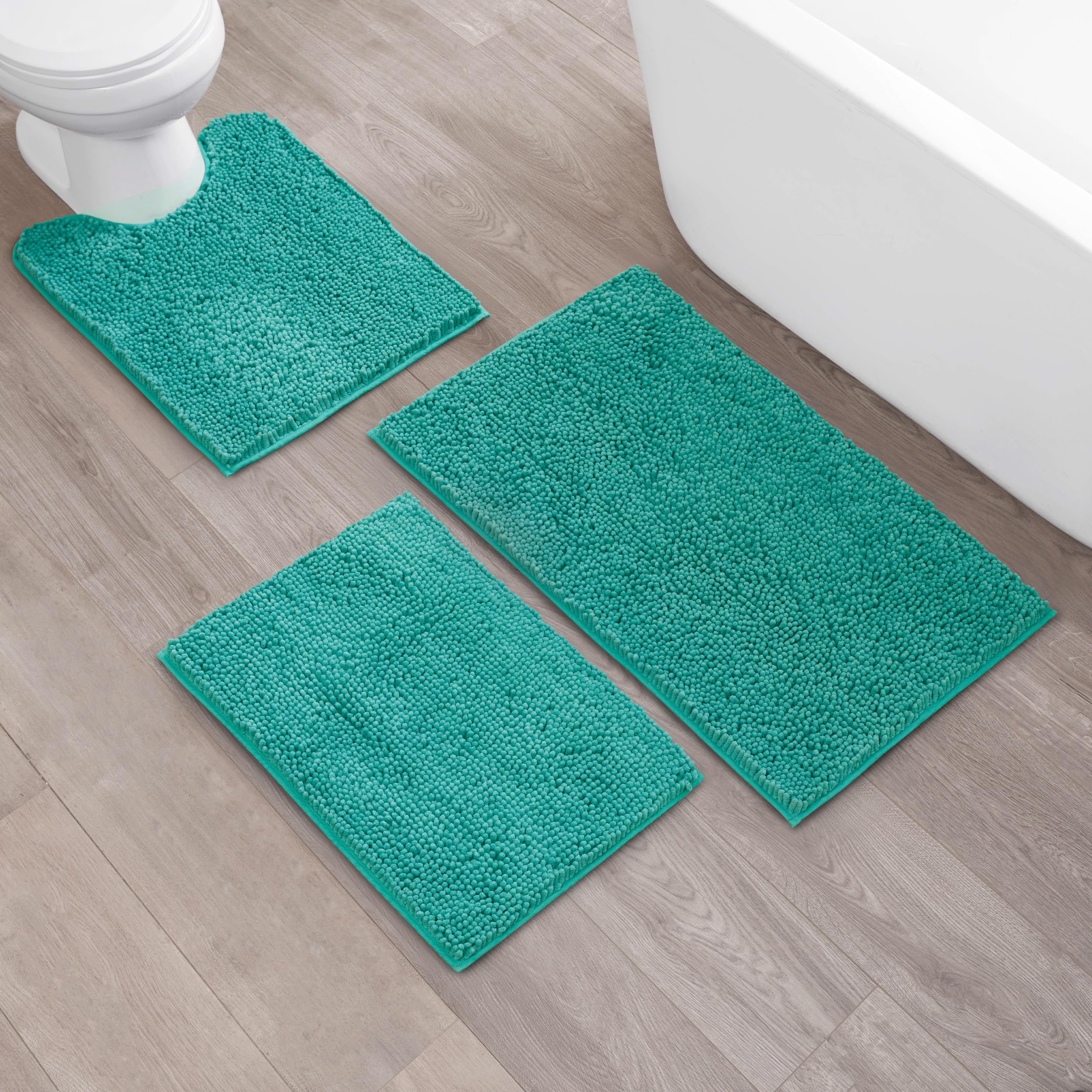 Creative Home Ideas Resort Collection Plush Chenille Bathroom Rugs – Non-Slip Backing and Machine Washable, Sage Green - 24 x 60 Inches Bath Mat