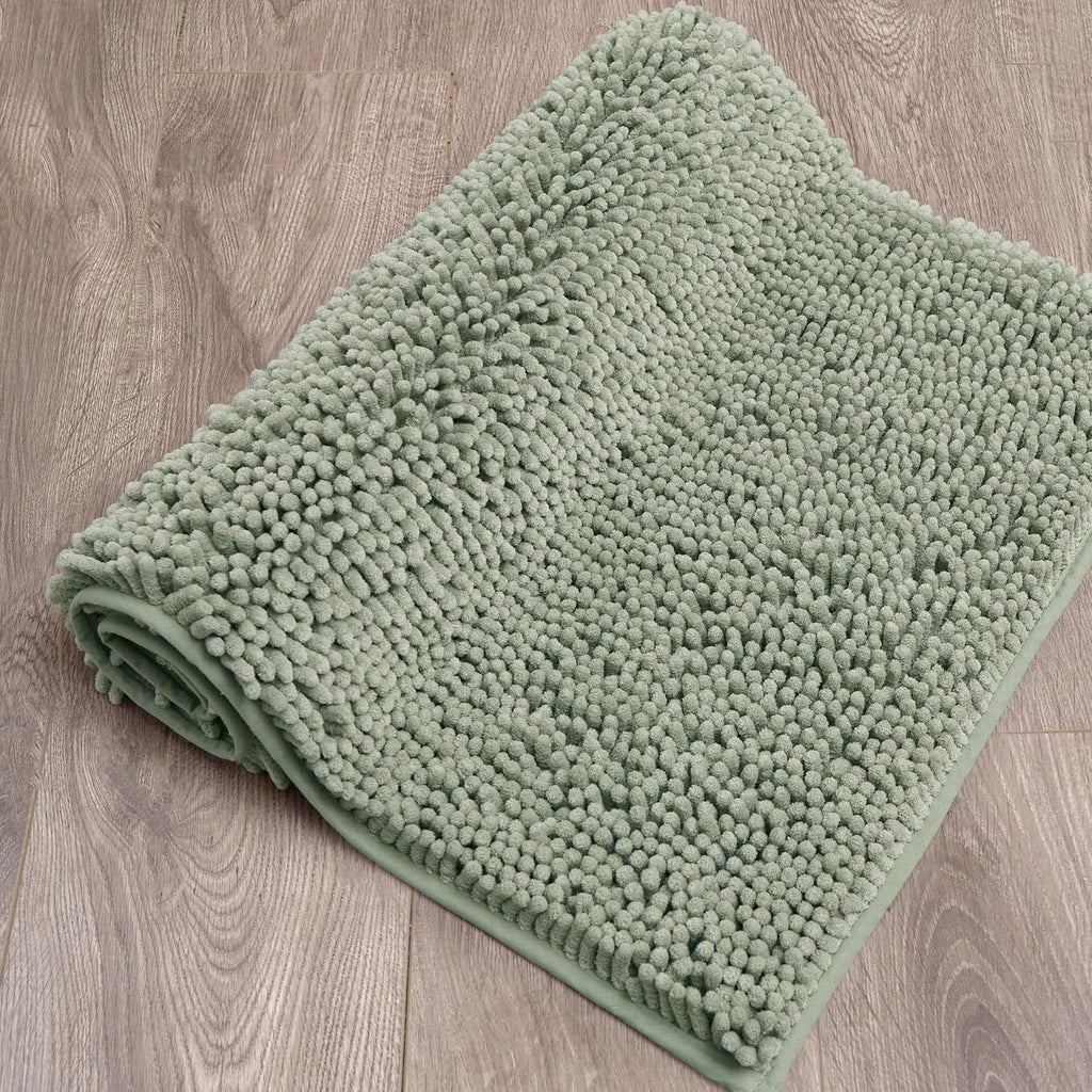 Creative Home Ideas Resort Collection Plush Chenille Bathroom Rugs – Non-Slip Backing and Machine Washable, Sage Green - 24 x 60 Inches Bath Mat